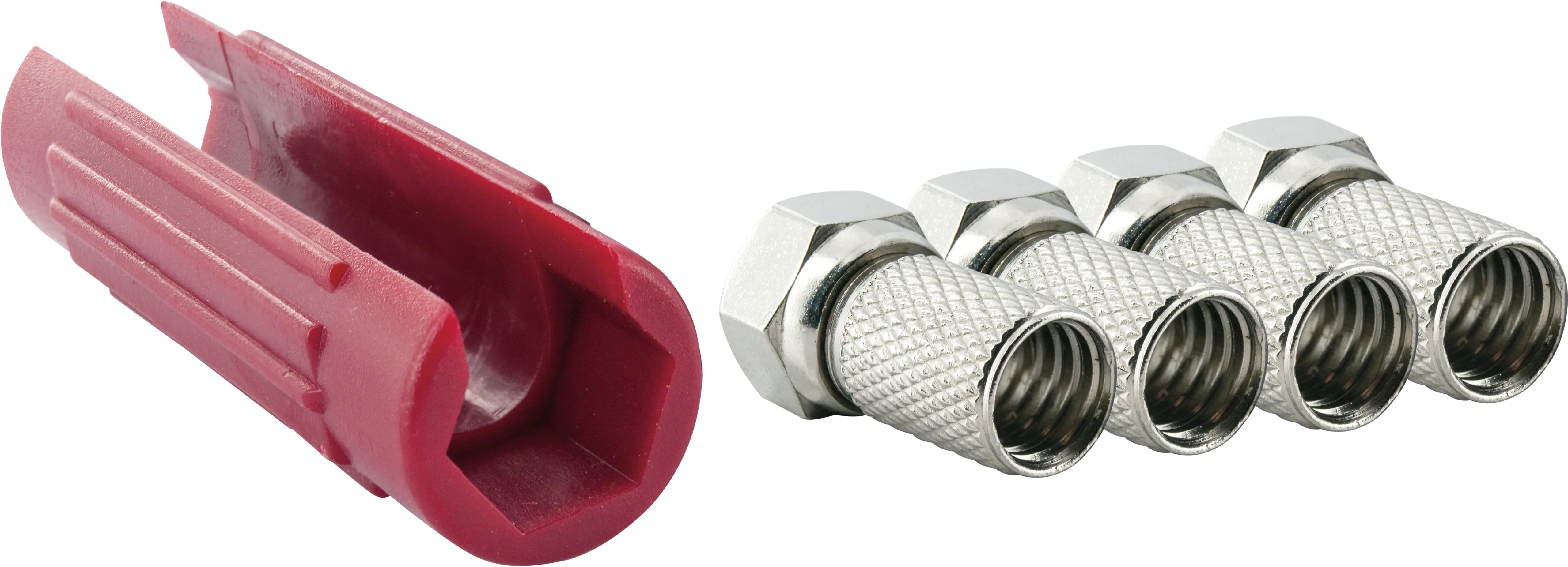 Schwaiger Montageset für F Stecker ADH14 531 rot, mit Aufrdrehhilfe und F Steckern