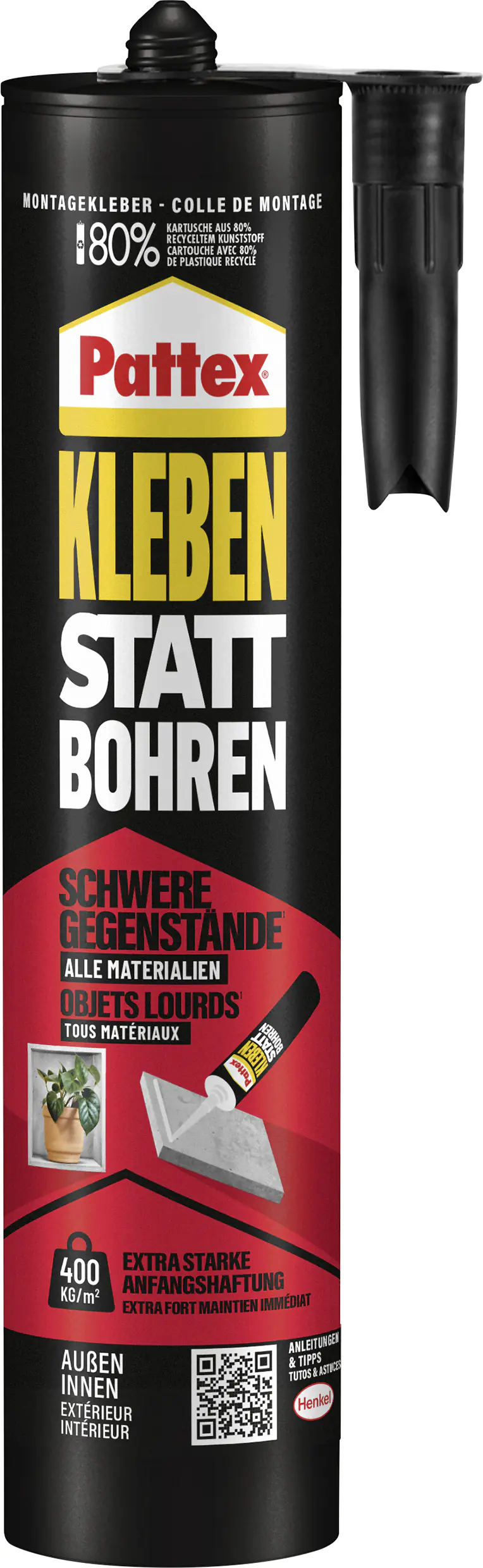 Pattex Montagekleber Kleben statt Bohren High Tack 440 g Kartusche, weiß