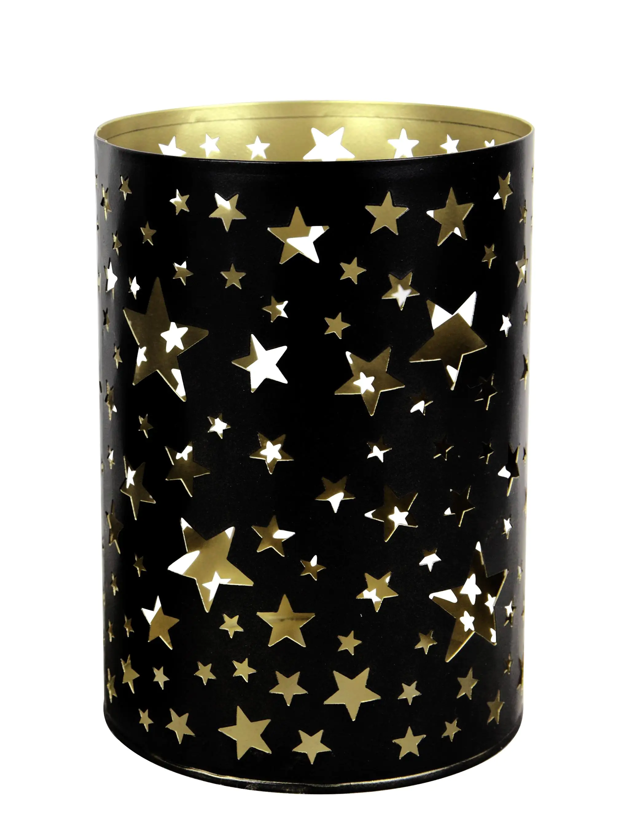 TrendLine Windlicht Metall Sterne Ø 13 cm schwarz-gold