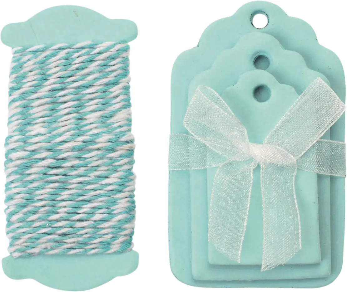 Glorex Papier-Etiketten hellblau 5-8 x 3-5cm, 15 Stück