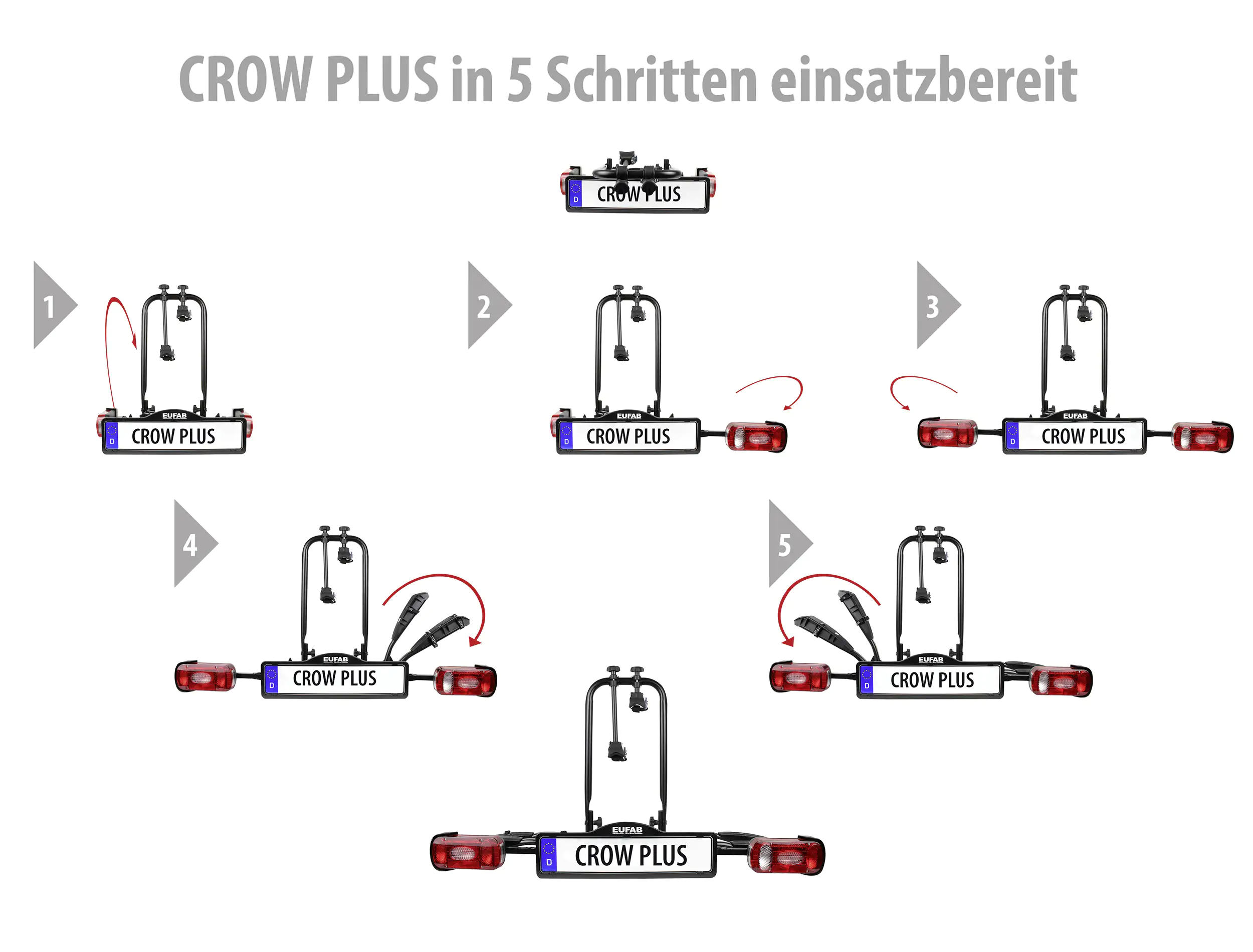 EUFAB Fahrradheckträger CROW PLUS für 2 Fahrräder teilweise vormontiert EUFAB Fahrradheckträger CROW PLUS für 2 Fahrräder teilweise vormontiert