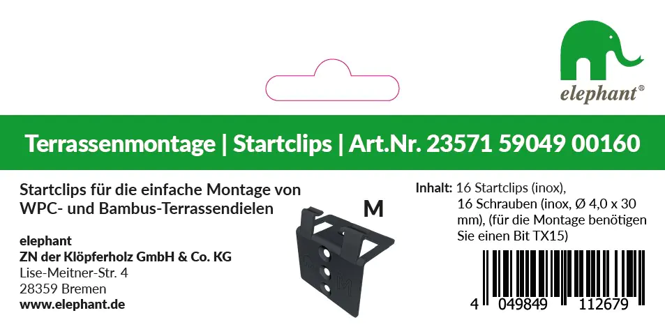 elephant Start-/Endclip-Set schwarz inkl. Schrauben 16 Stück elephant Start-/Endclip-Set schwarz inkl. Schrauben 16 Stück