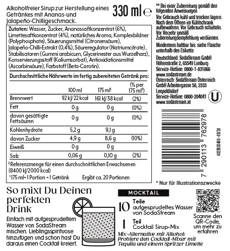 Sodastream Crafted Cocktail Drink Mix Sirup Ananas & Jalapeno-Chilli 330 ml