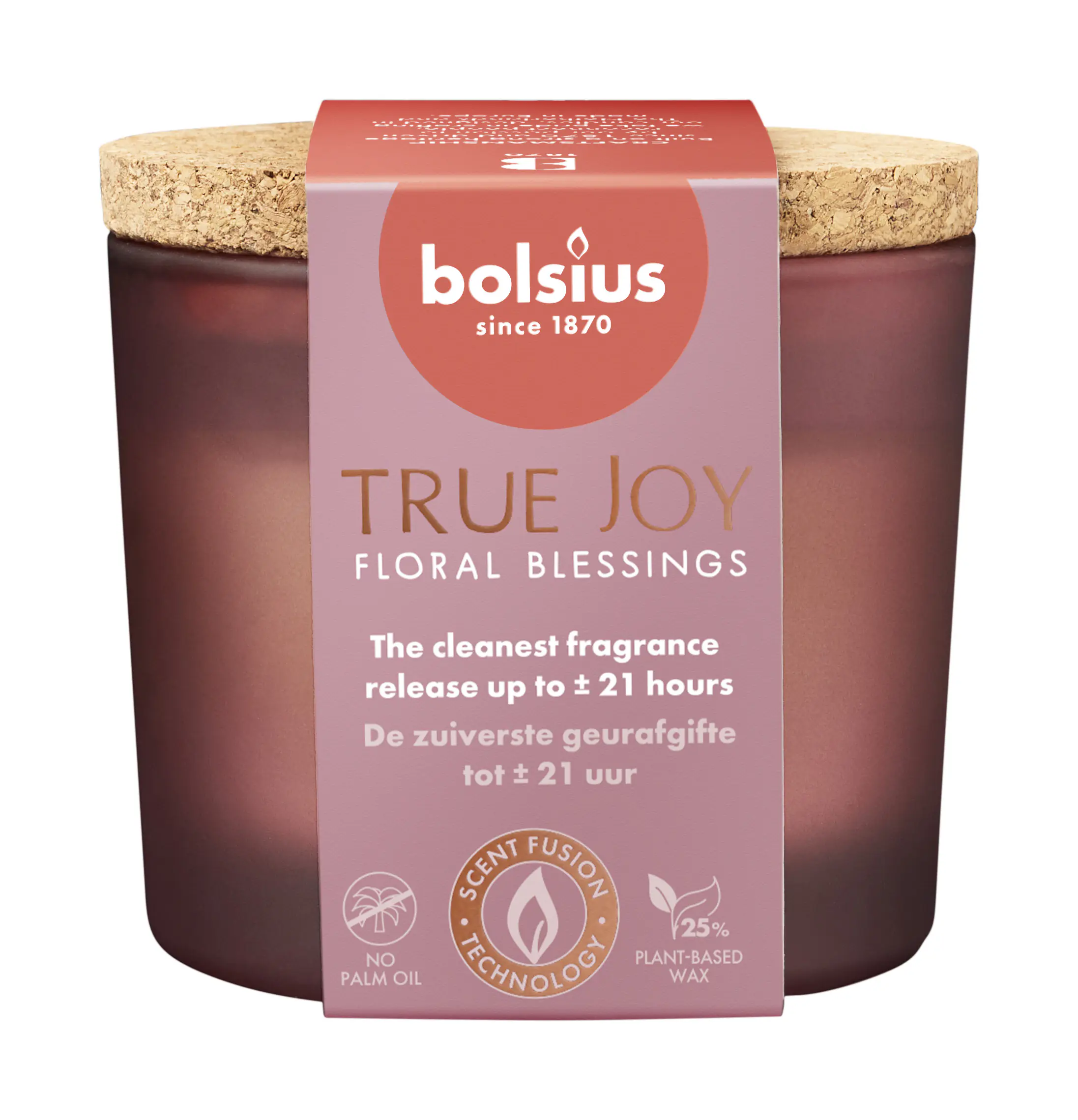 Bolsius Duftkerze True Joy Floral Blessings 8 cm im Glas mit Korkdeckel