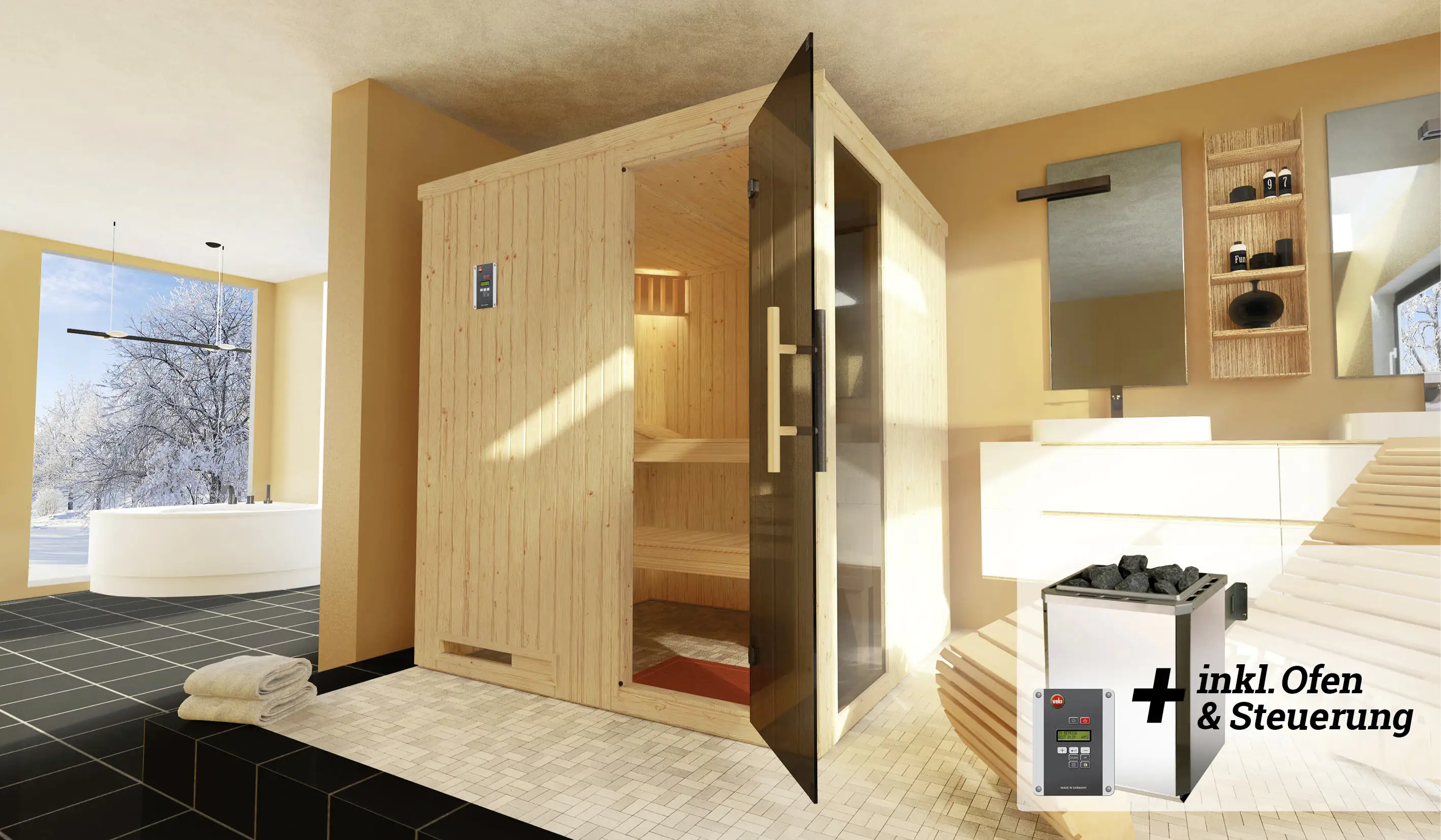 Weka Elementsauna Halmstad Gr. 2 Sparset 7,5 kw OS