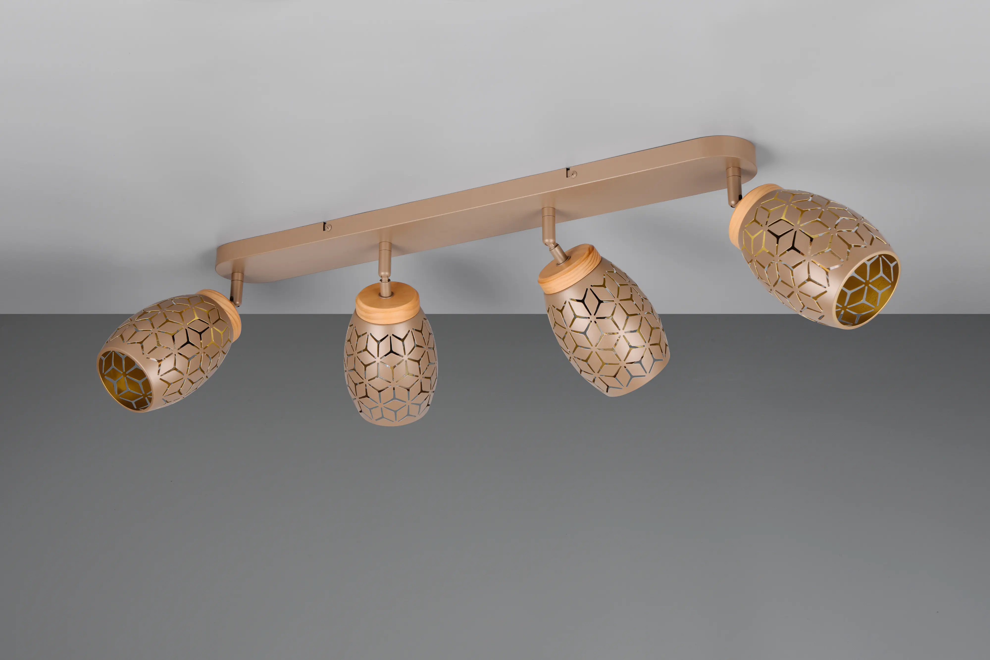 Trio LED-Deckenlampe 4er Spot Bidar 27 x 74 cm coffee/natur