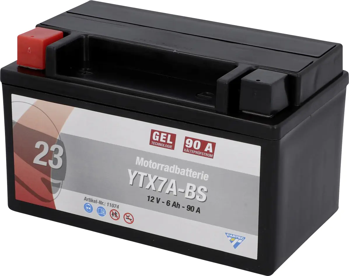 Cartec Gel Motorradbatterie YTX7A-BS 7Ah 160A
