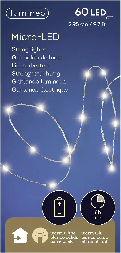 Kaemingk Micro LED Strangbeleuchtung Lichterkette mit 60 Lichter warmweiß Kaemingk Micro LED Strangbeleuchtung Lichterkette mit 60 Lichter warmweiß