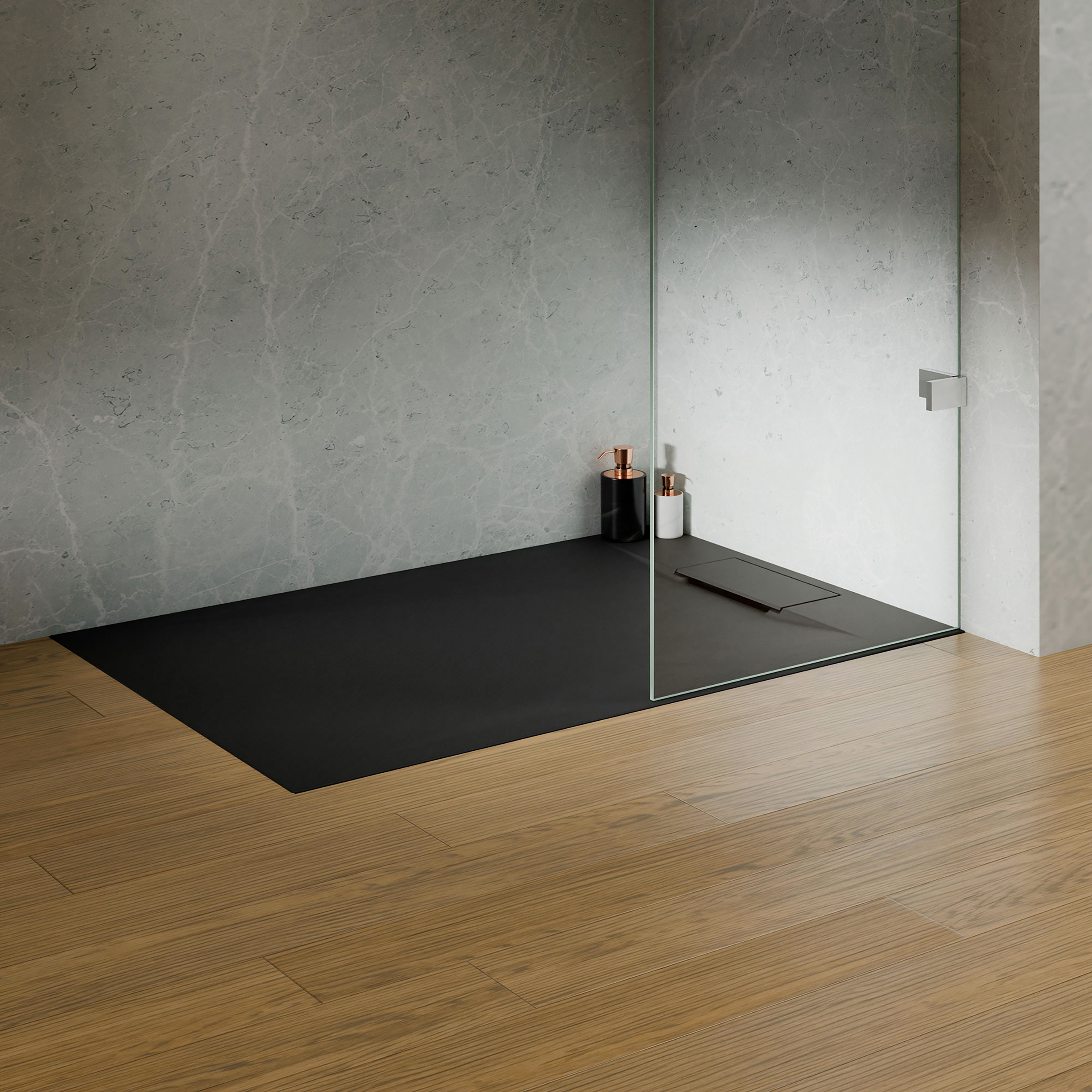 Breuer Duschwanne rechteck Lite Line Steinoptik anthrazitgrau 90 x 120 cm