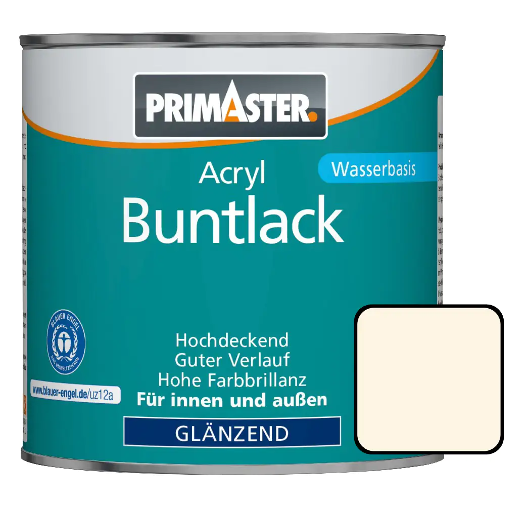 Primaster Acryl Buntlack RAL 9001 375 ml cremeweiß glänzend Primaster Acryl Buntlack RAL 9001 375 ml cremeweiß glänzend