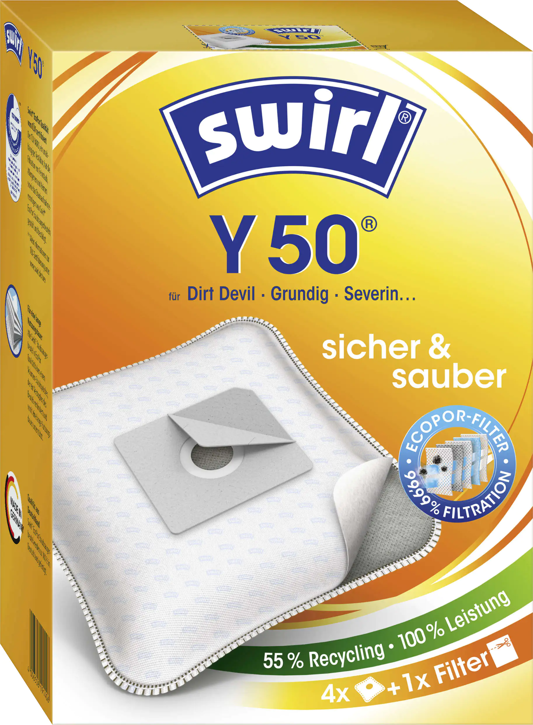 Swirl Y 50 EcoPor Staubsaugerbeutel 4 Staubbeutel + 1 Filter Swirl Y 50 EcoPor Staubsaugerbeutel 4 Staubbeutel + 1 Filter