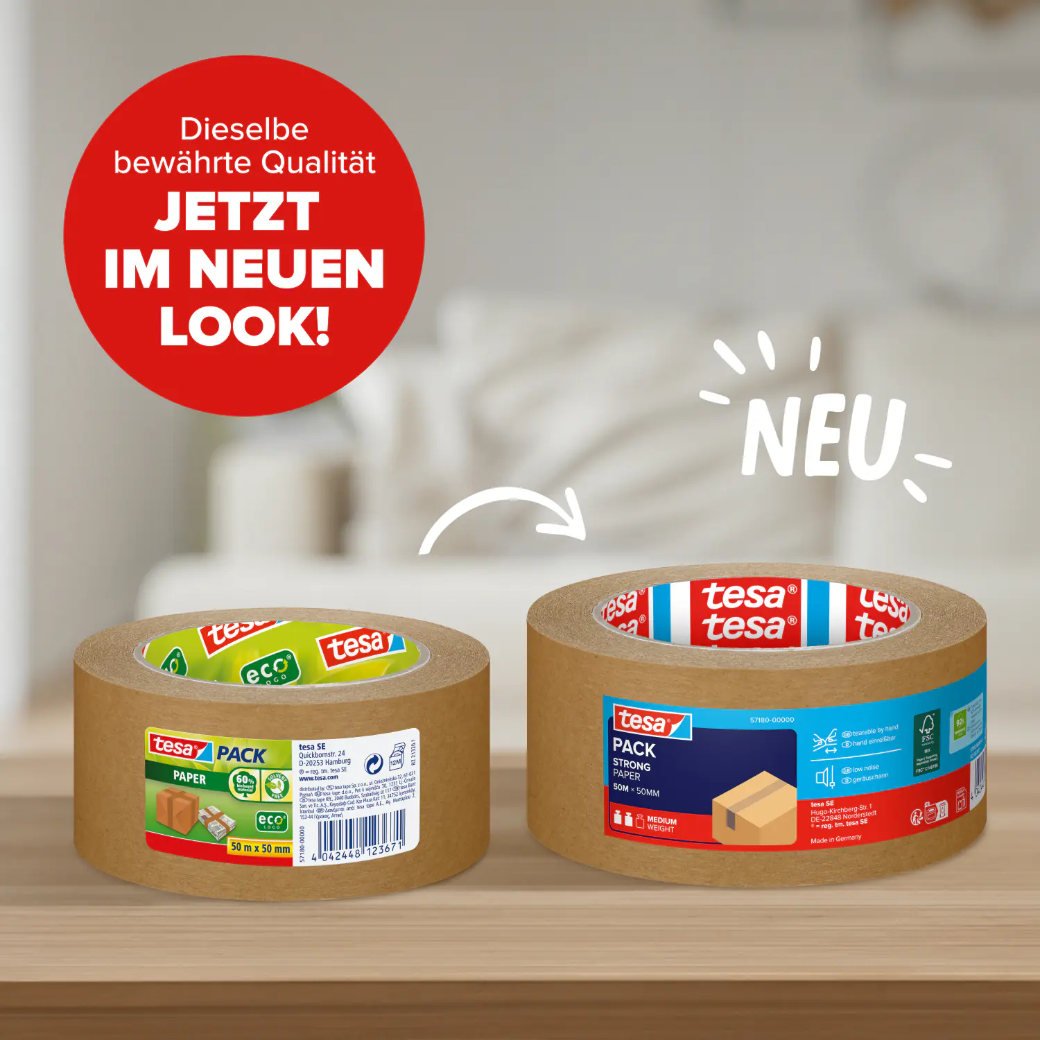 tesa Packband Paper 50 m x 50 mm, braun