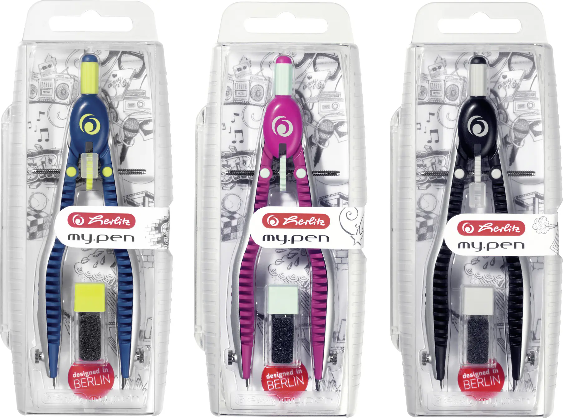 herlitz Schnellverstellzirkel my.pen farblich sortiert