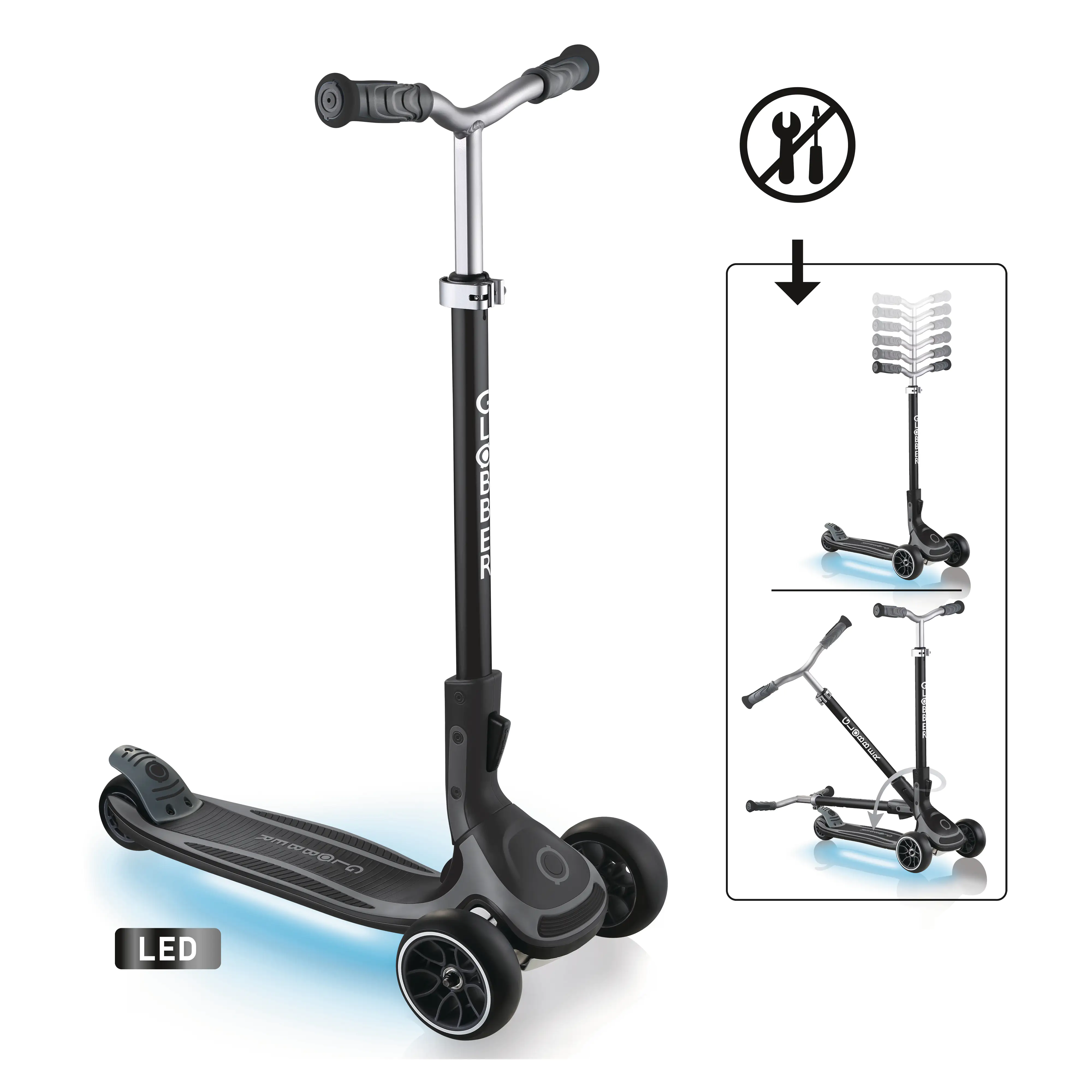 Globber Scooter Ultimum grau mit Leuchtmodul