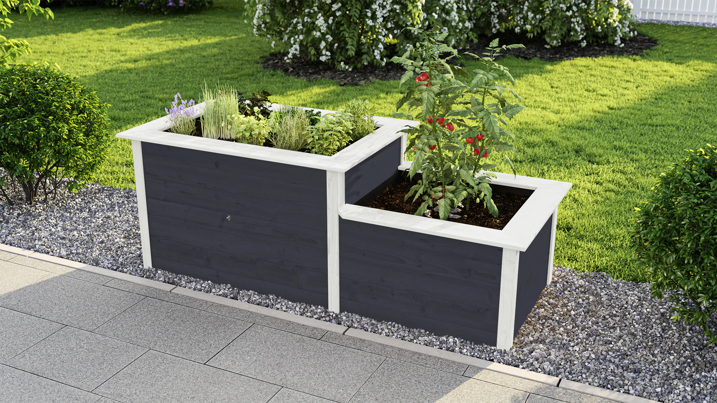 Weka Hochbeet 205x79 21mm, anthrazit, Stufe