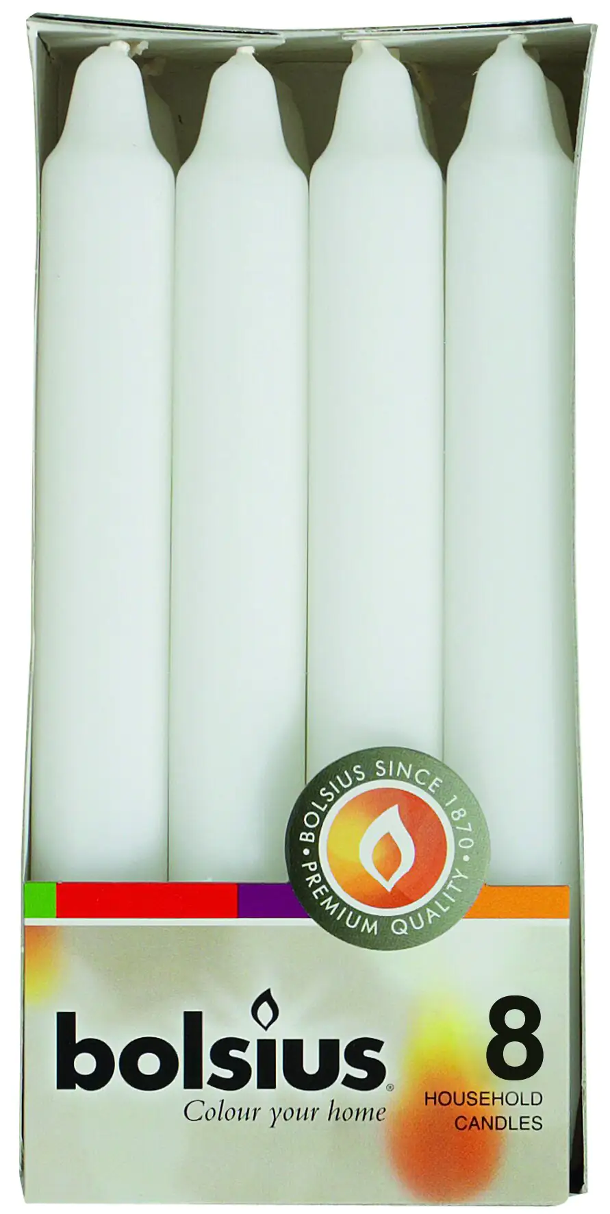 Bolsius Haushaltskerzen weiß, Höhe 18 cm, Ø 2,13 cm, 8er Pack