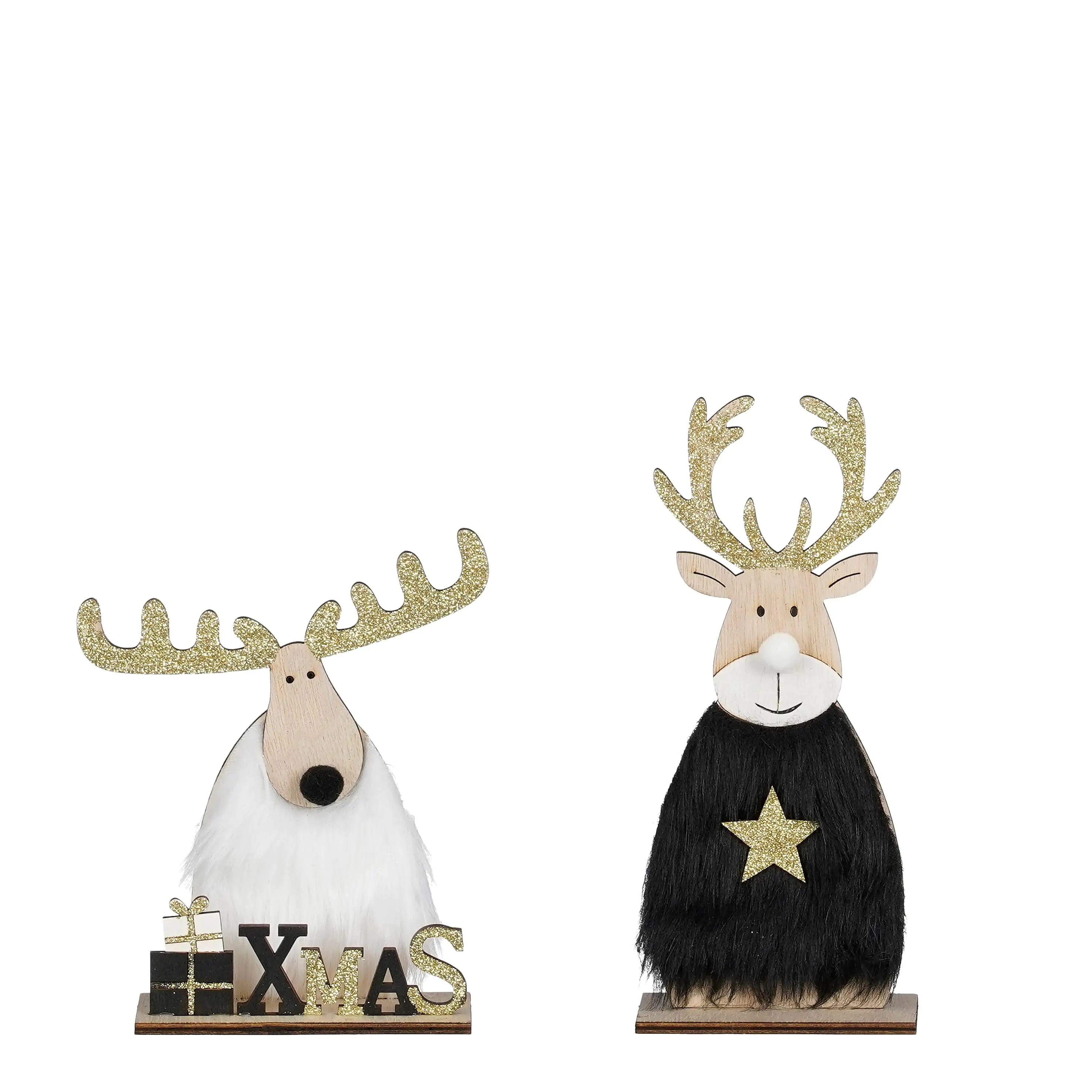 House of Seasons Dekoration Hirsch schwarz/weiß 5 x 15 x 18 cm