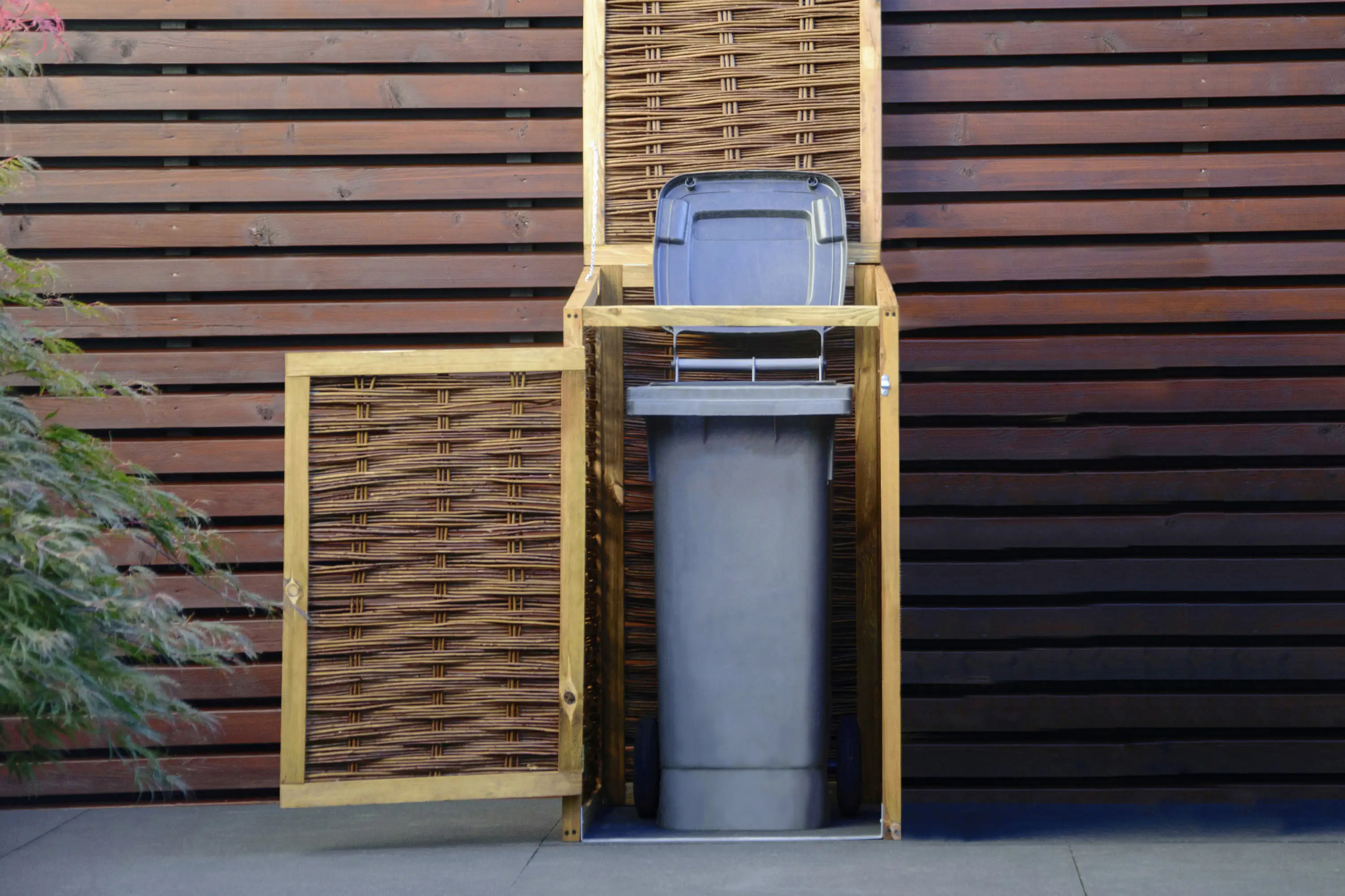 Dobar Mülltonnenbox Weide ungeschält 60 x 80 x 115cm