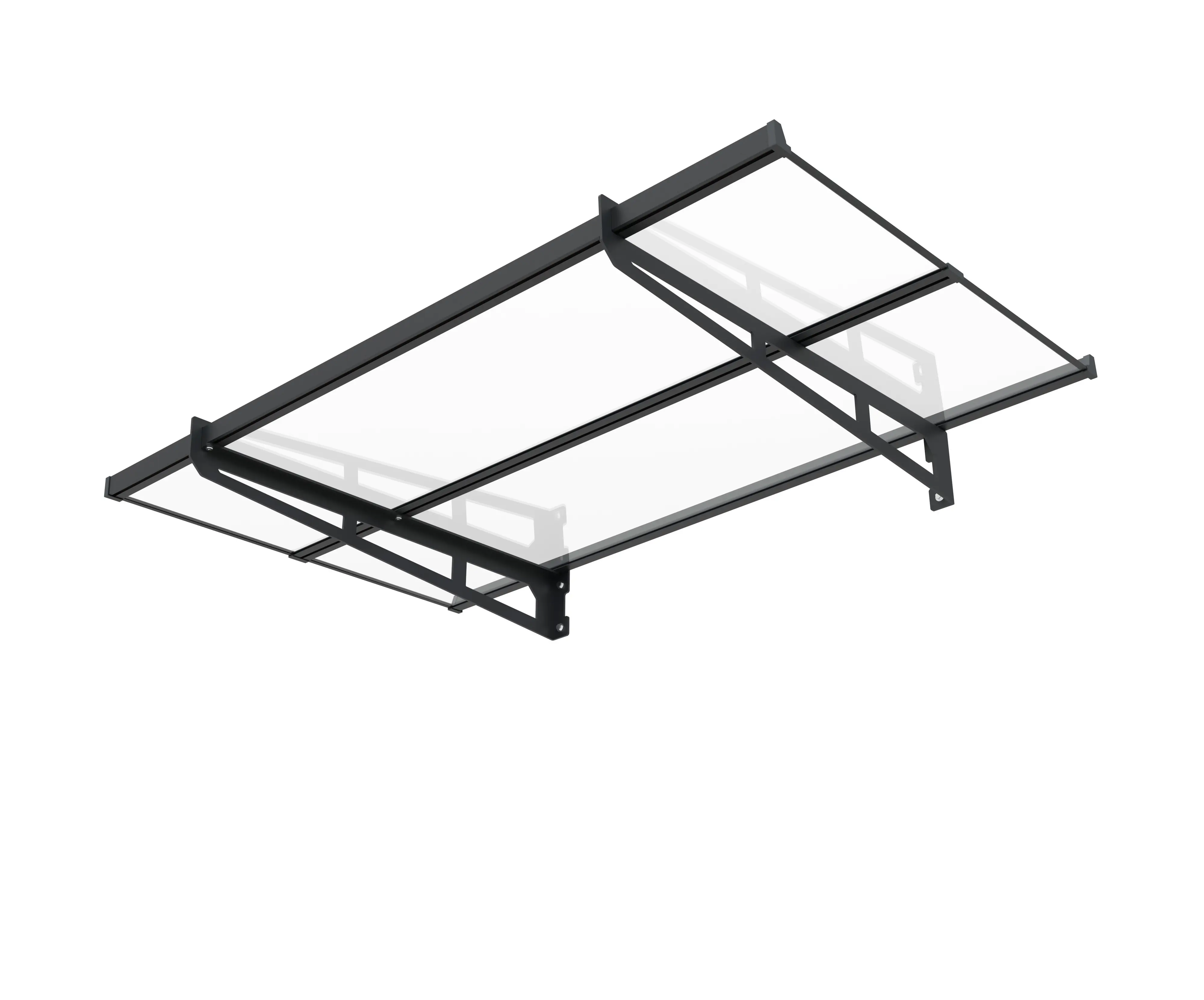 Primaster Vordach Lille 140 x 90 cm anthrazitgrau mit Polycarbonat-Abdeckung 
