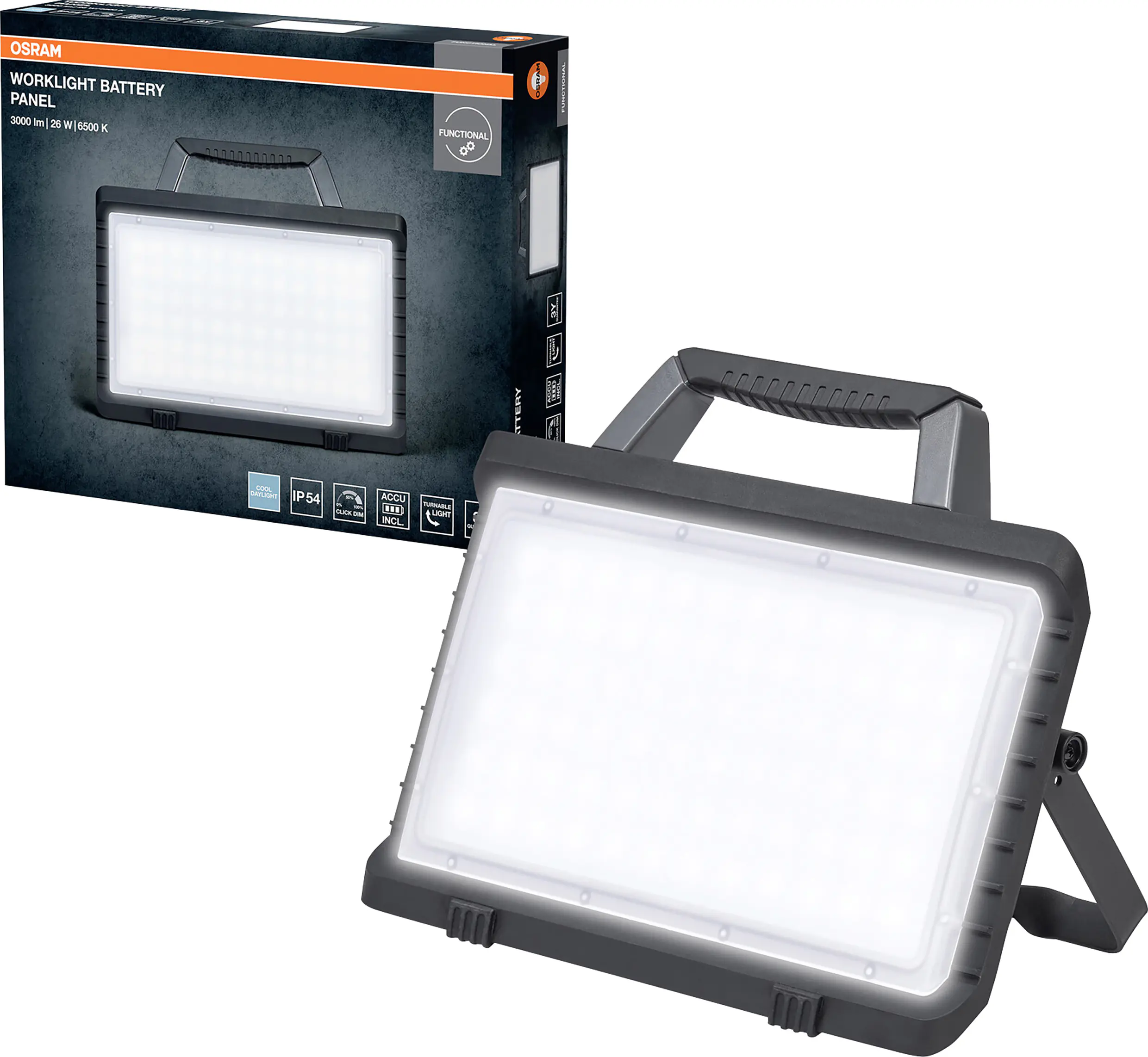Osram LED Akku-Baustrahler Worklight Value Panel 26 W kaltweiß schwarz-grau
