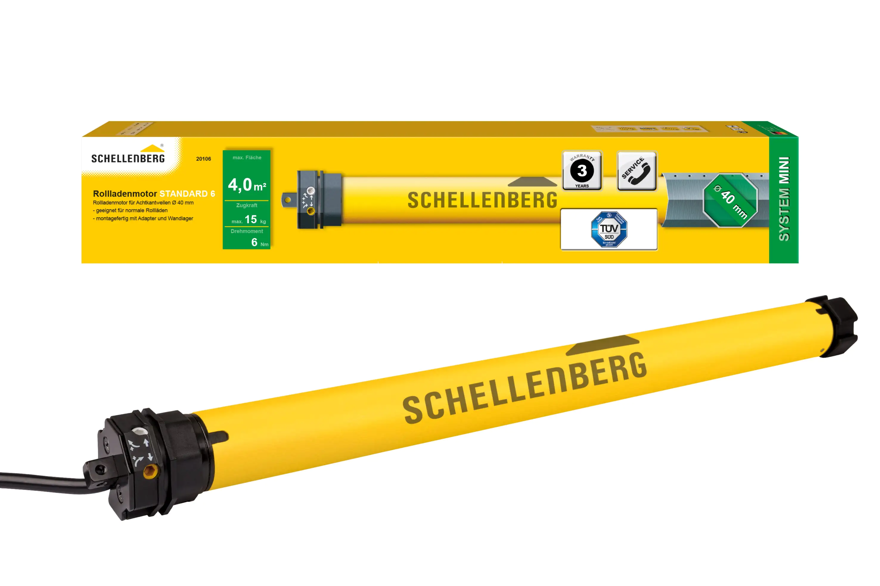 Schellenberg Rohrmotor Mini Standard 6 Nm für 40 mm Achtkantwelle Schellenberg Rohrmotor Mini Standard 6 Nm für 40 mm Achtkantwelle