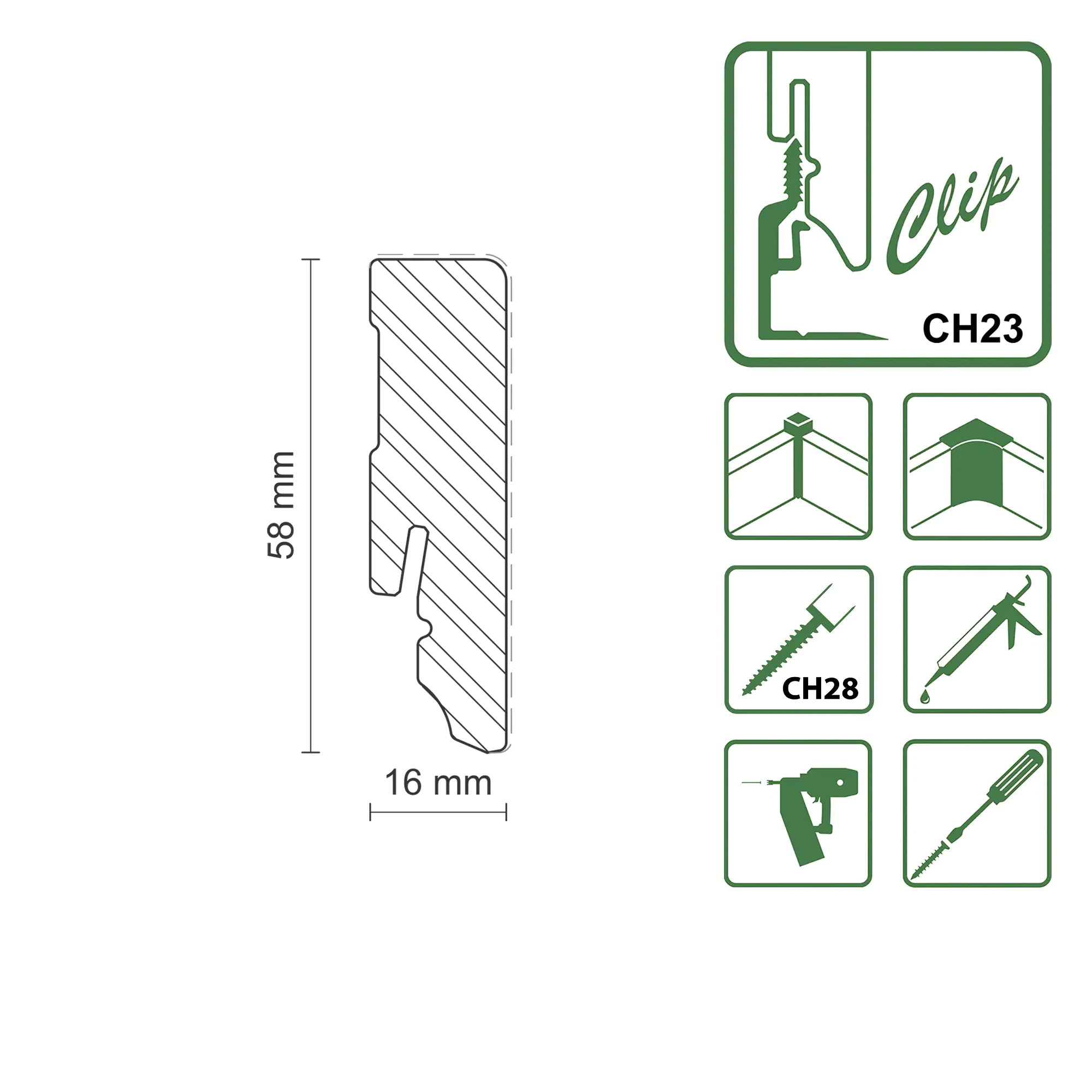 FN Neuhofer Sockelleiste Eckig 240 cm 58 x 16 mm Fichte oder Kiefer