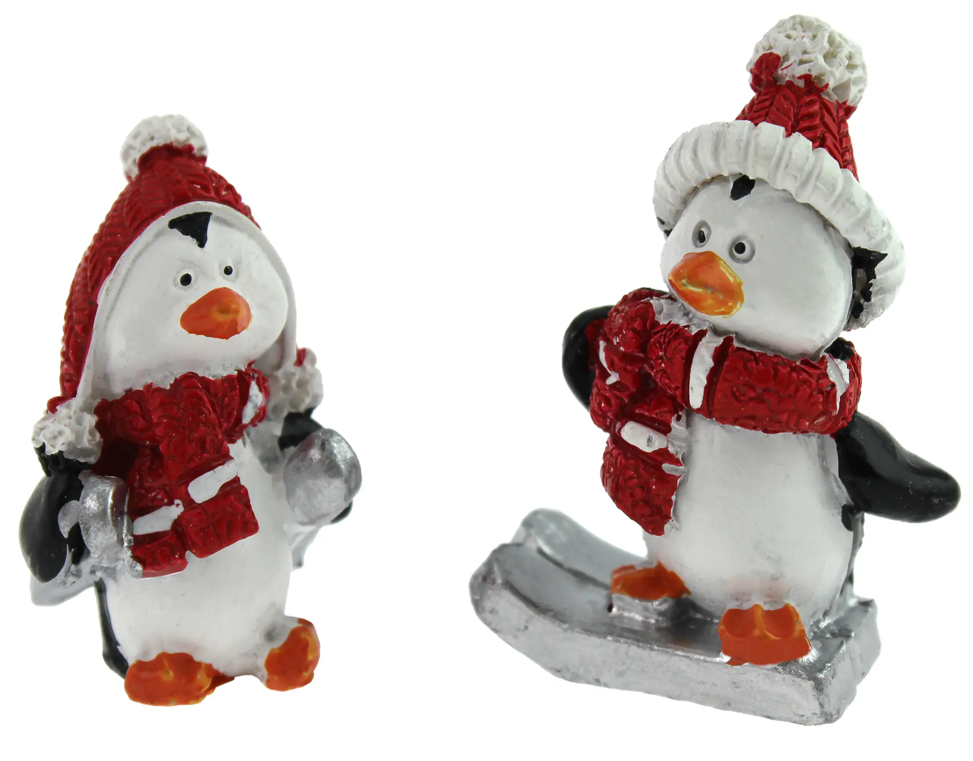 Dekofigur Pinguine 5 cm Polyresin weiß-rot-schwarz 5 cm 2 Stück