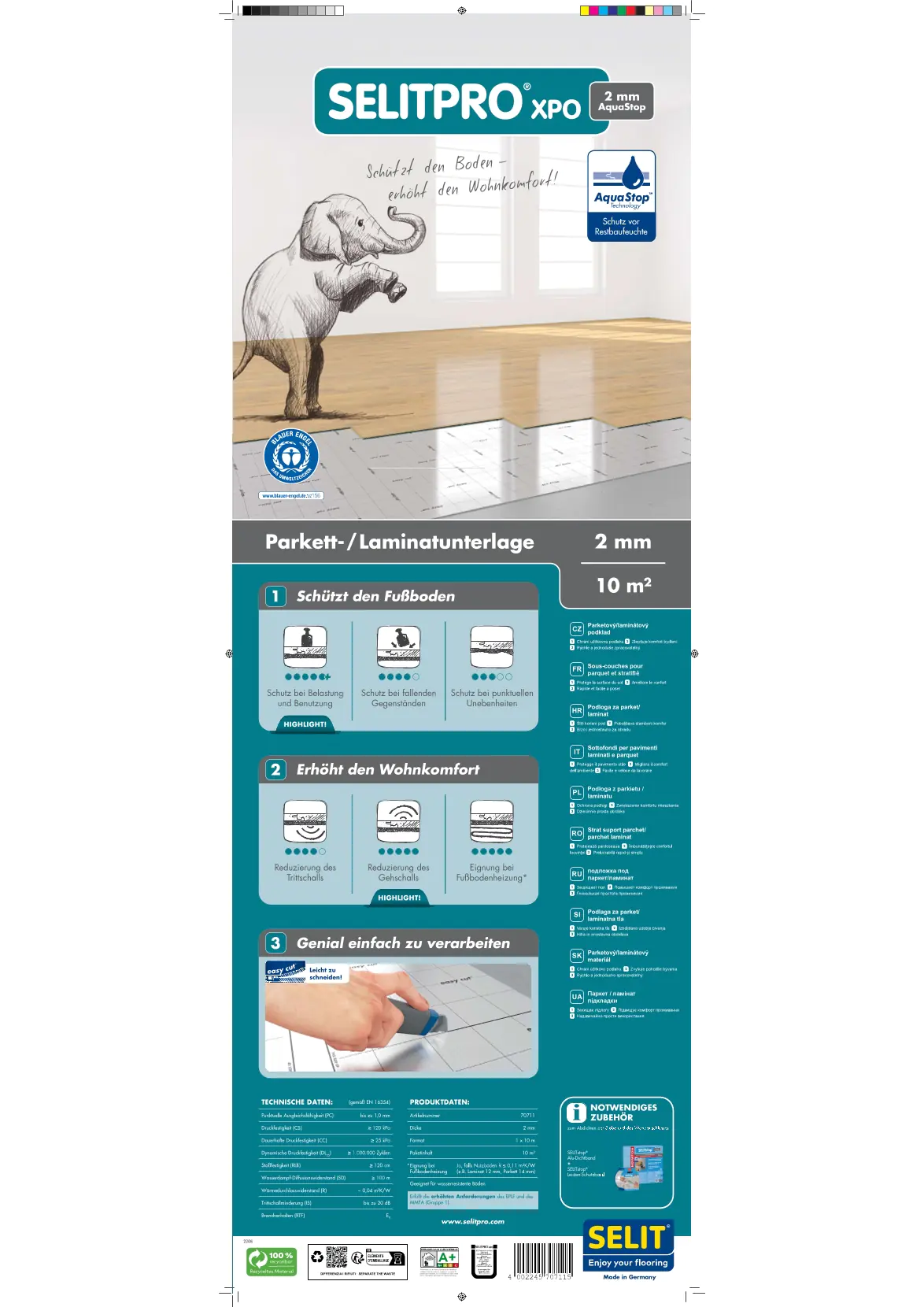 Selit Trittschalldämmung für Parkett und Laminat SELITPRO XPO 2mm, 10 m² Selit Trittschalldämmung für Parkett und Laminat SELITPRO XPO 2mm, 10 m²
