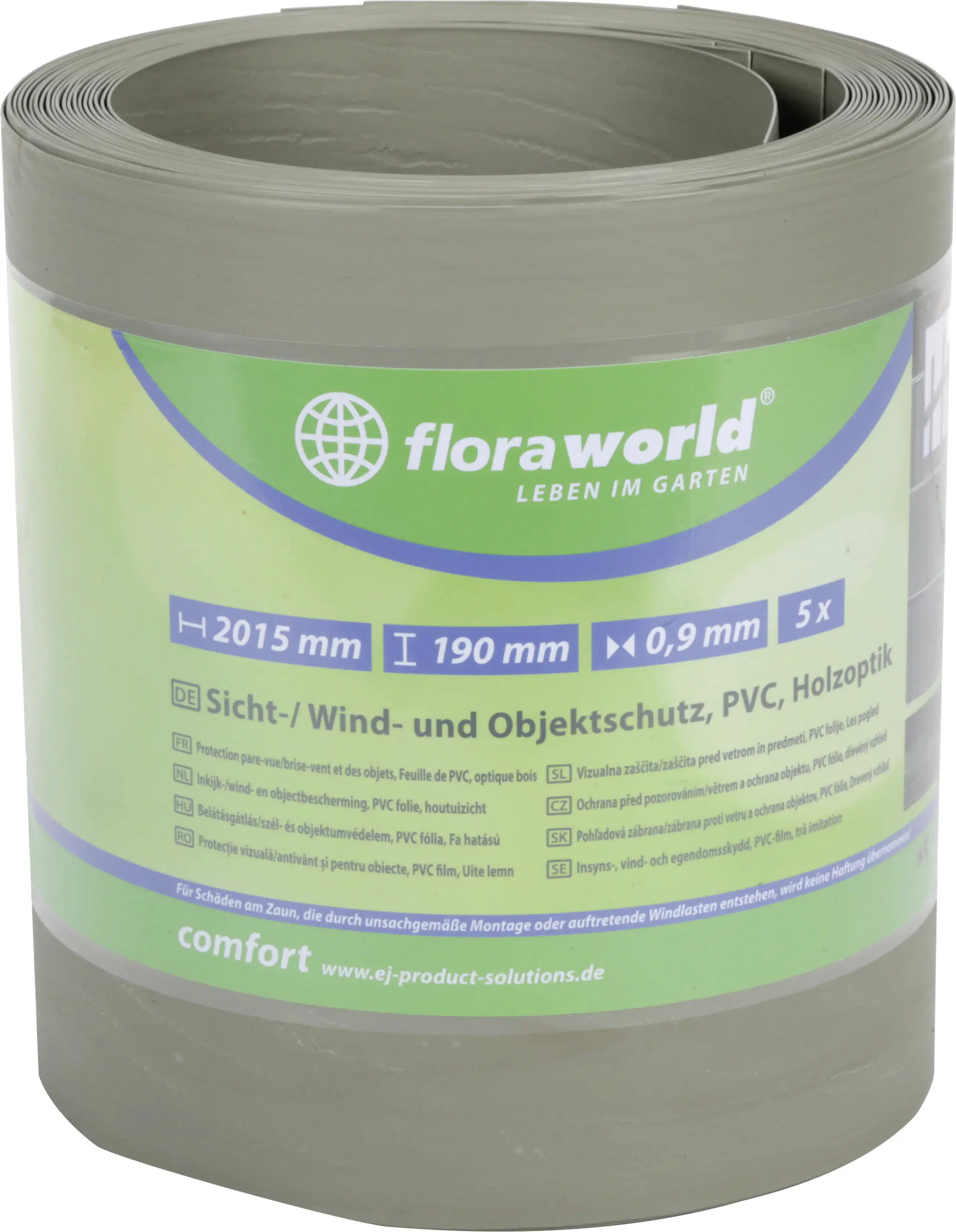 Floraworld Sichtschutzstreifen 201,5 x 19 cm grau - 5 Stk.