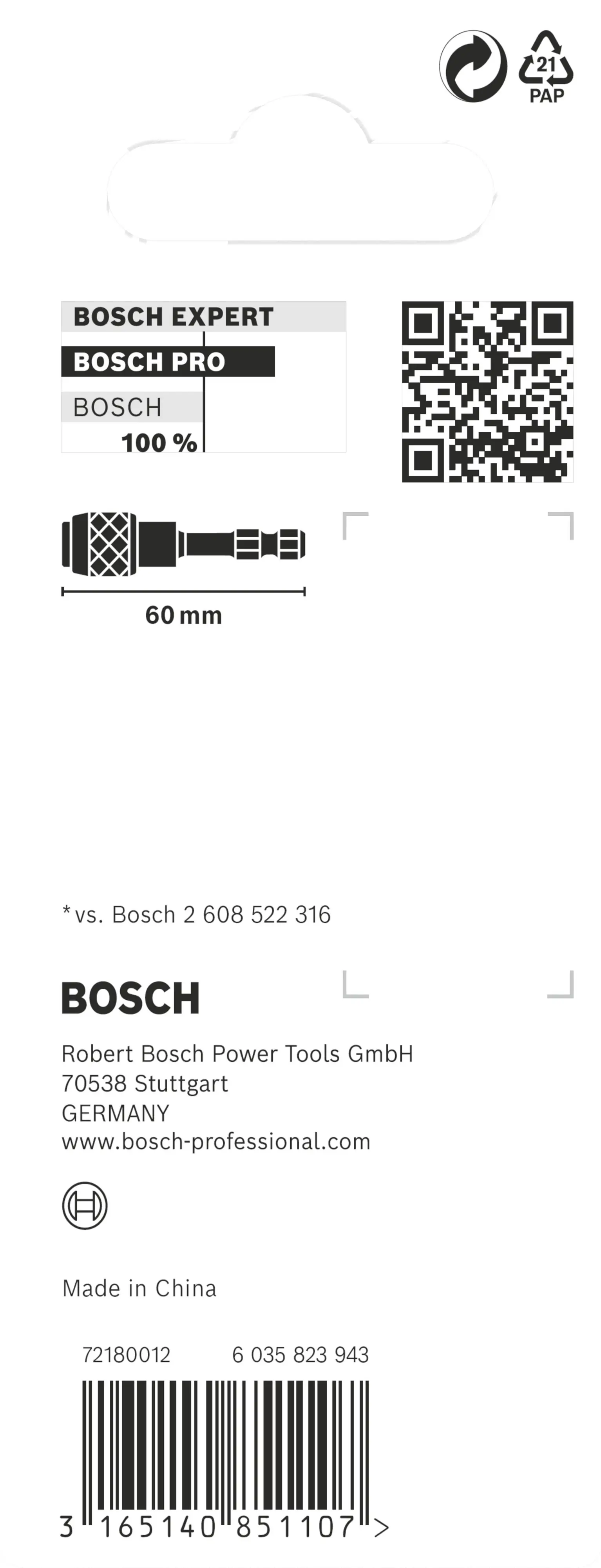 Bosch PRO Quick Change Bithalter Impact 60 mm