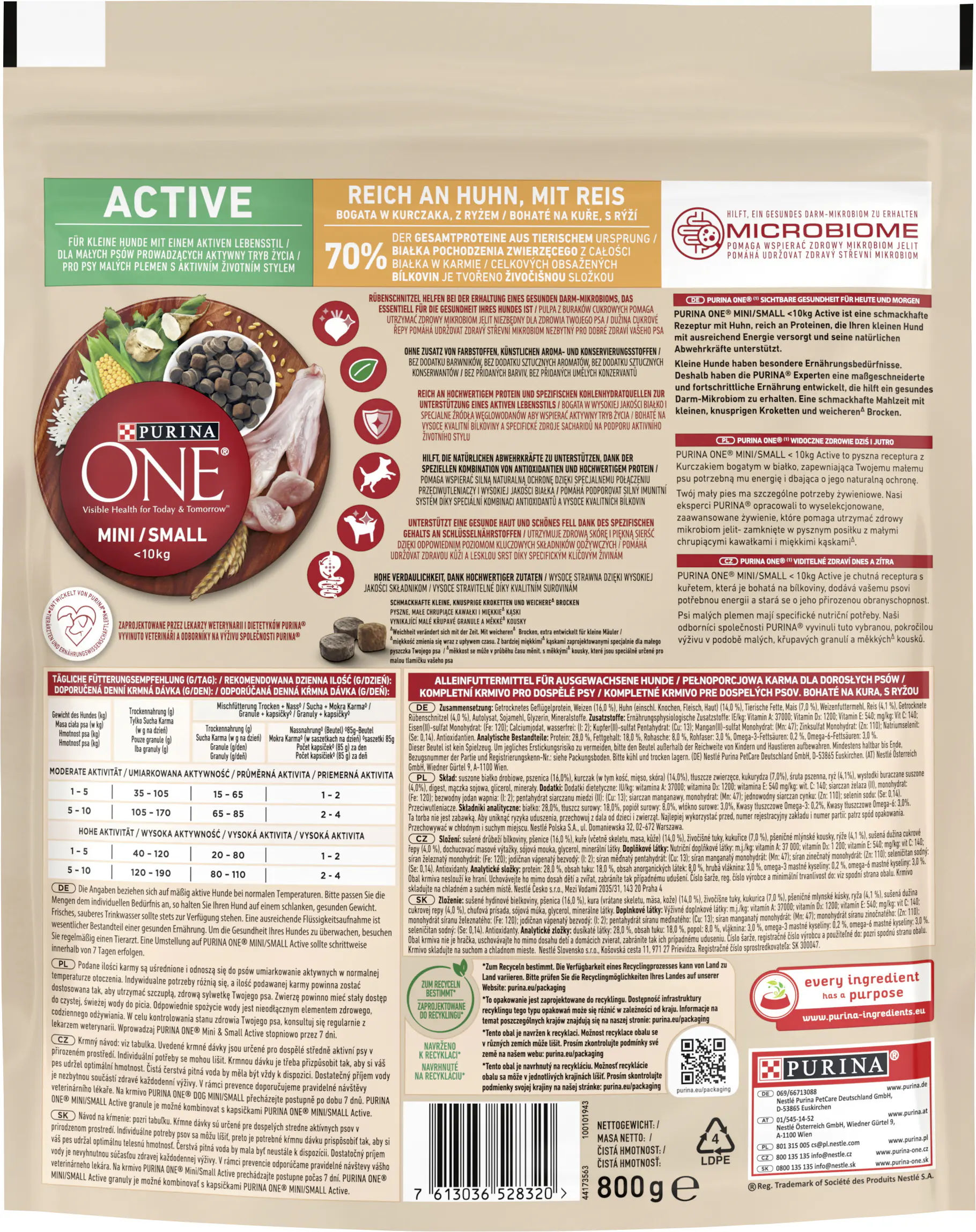 PURINA ONE MINI Active Huhn Trocken 800 g