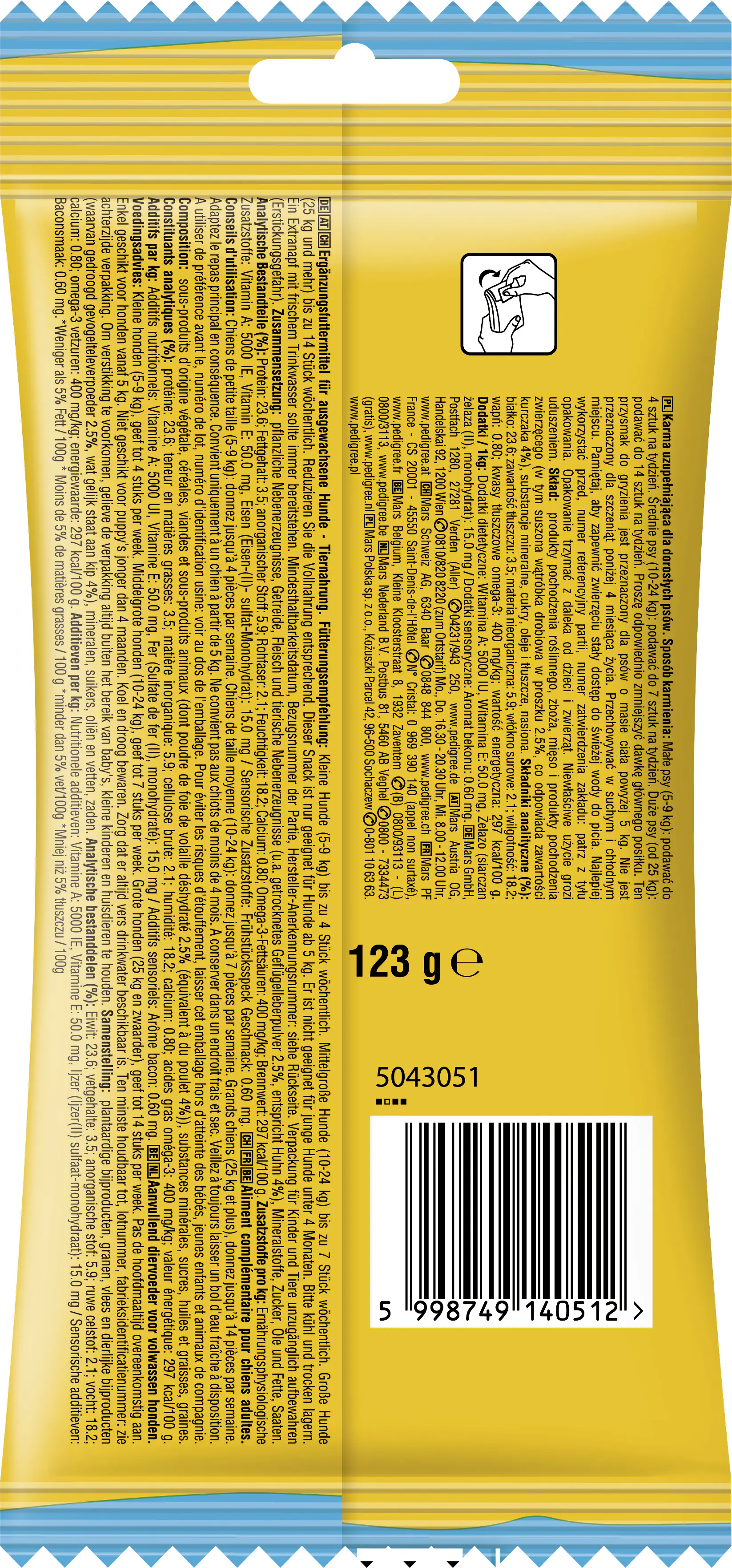 Pedigree Hundesnack Rodeo Duos mit Huhn- & Frühstücksspeck 7 Stück