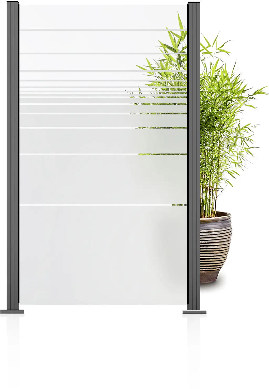 Ambiente Glaszaun Grundset Klarglas mit Siebdruck 187 x 107,2 cm  grau