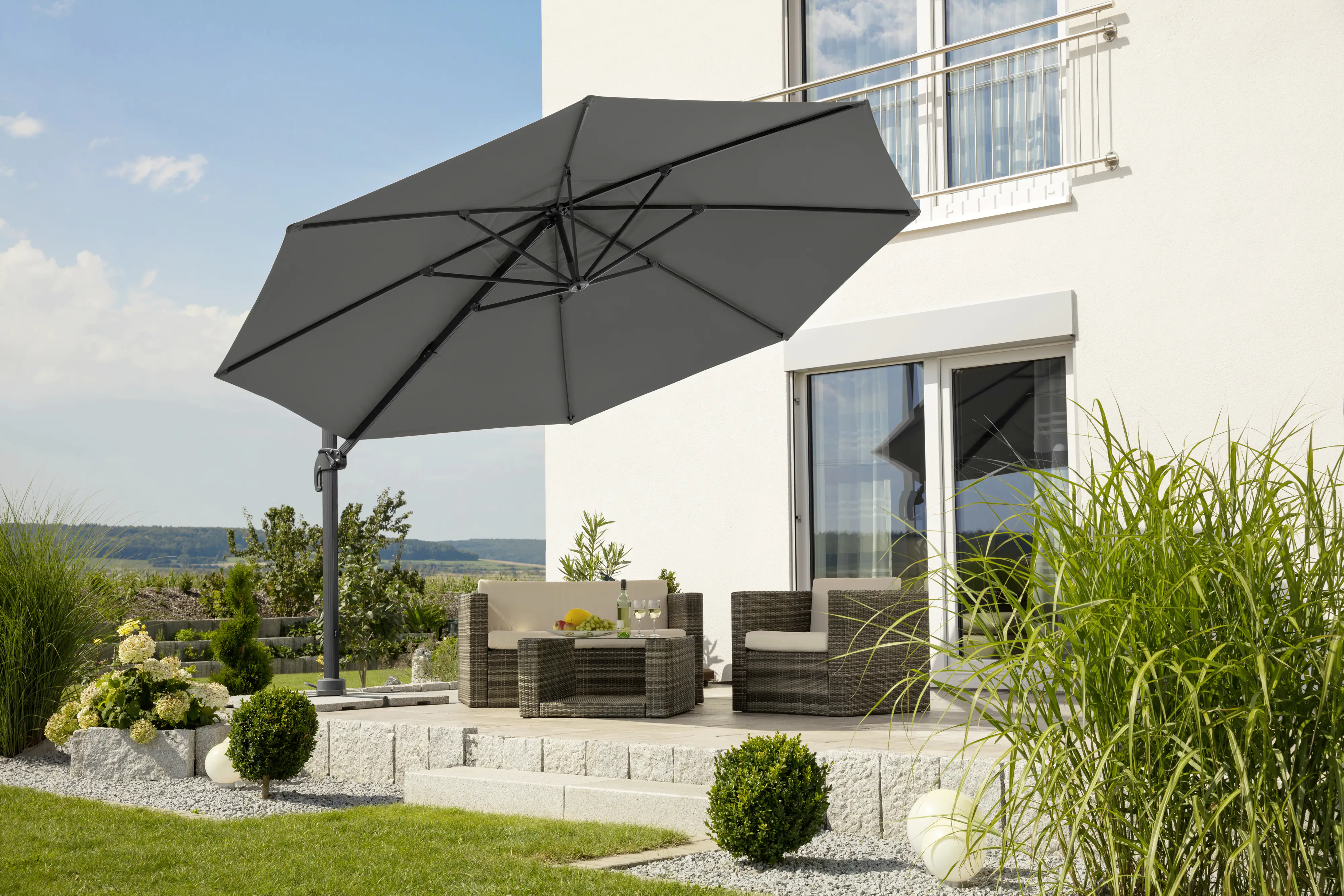 Schneider Ampelschirm Rhodos Grande anthrazit Ø 400 cm