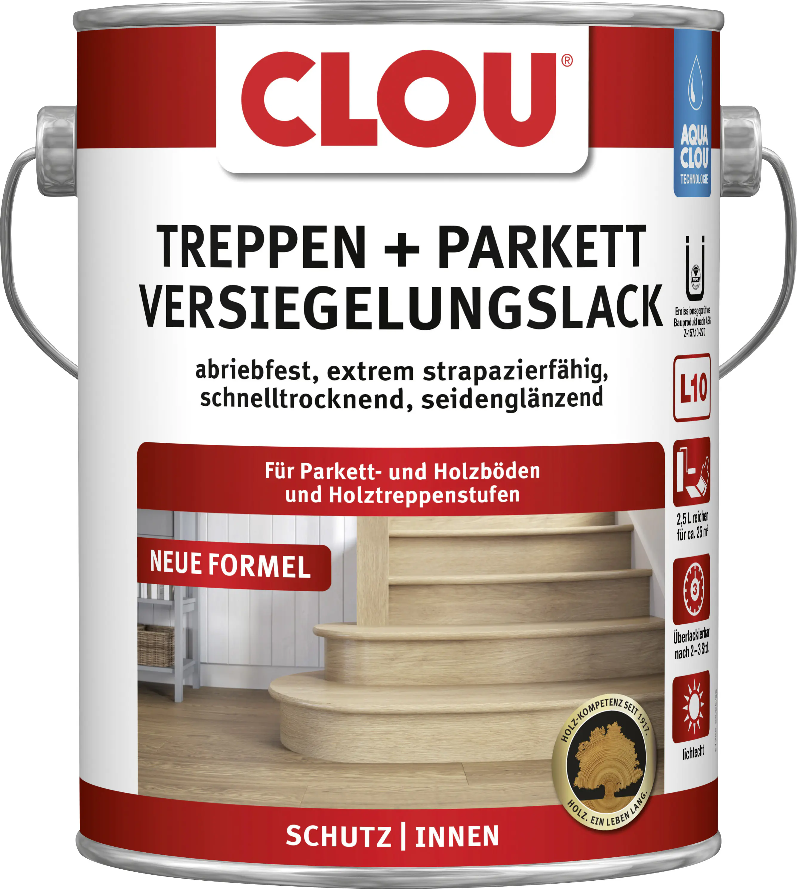 Aqua Clou Treppen- & Parkettlack 2,5 L seidenglänzend