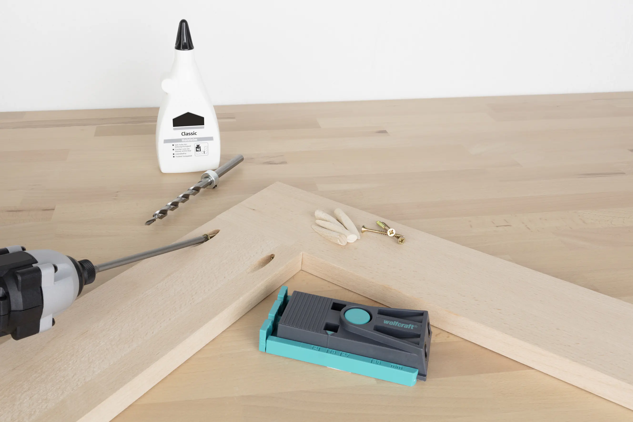 Wolfcraft Undercover Jig Bohrlehre Komplettset 54-teilig