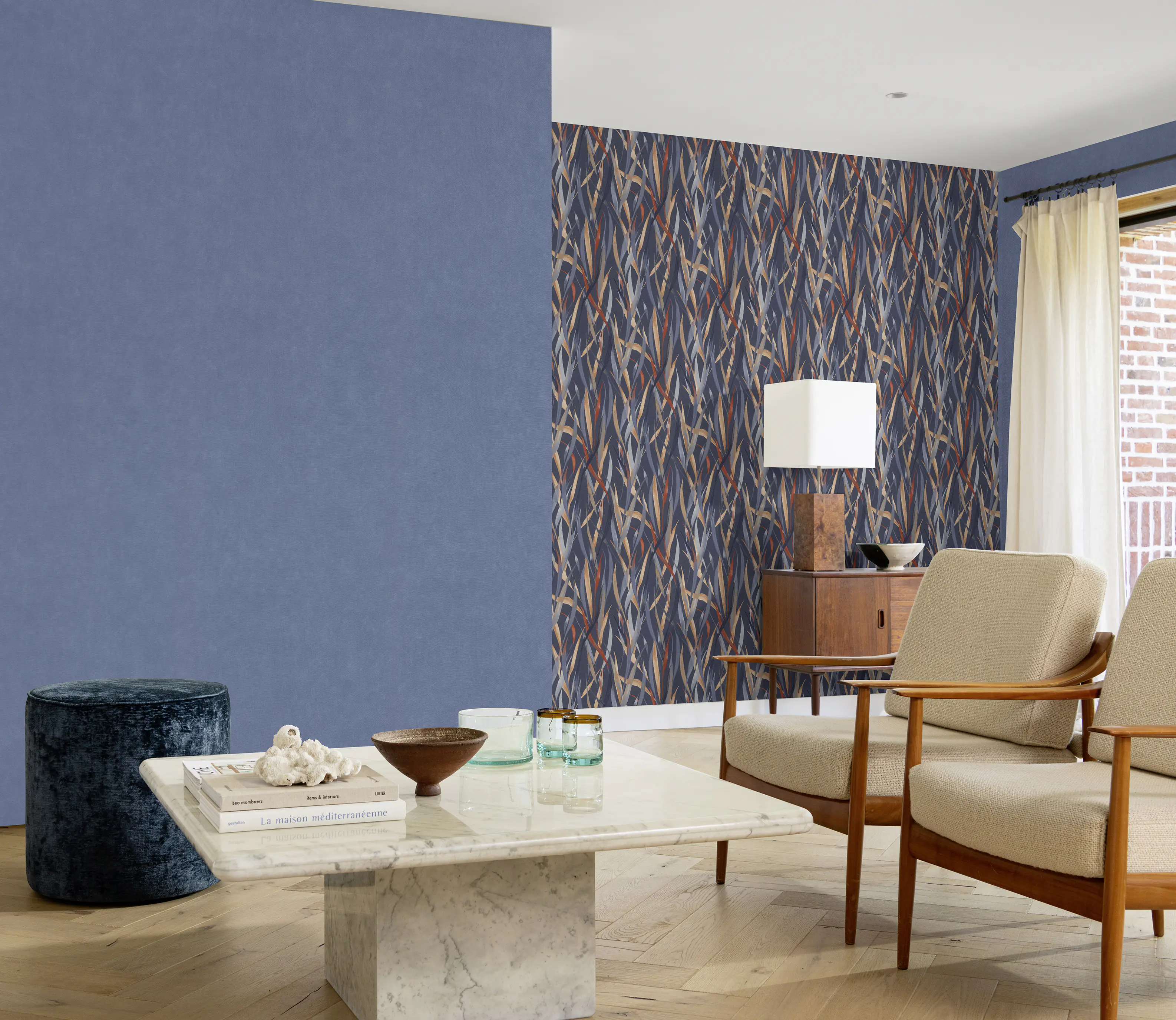 Rasch Vliestapete Paraiso Muster Gräser blau bunt 10,05 x 0,53 m