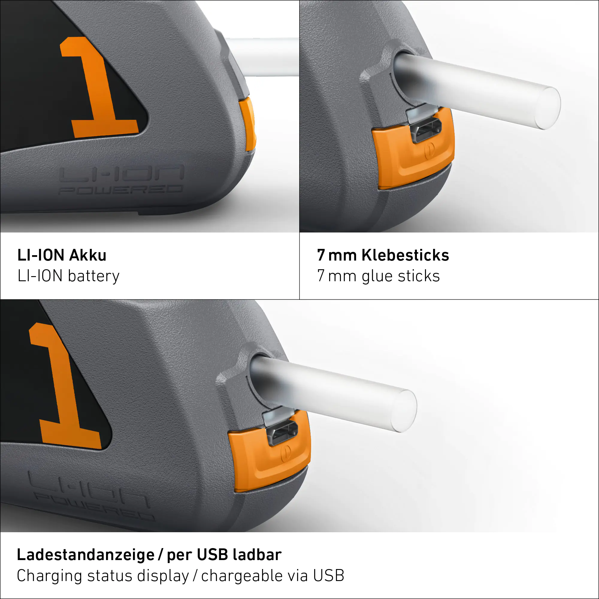 Steinel Heißklebepistole MobileGlue 1007-S Anthrazit inkl. 3 Klebesticks 