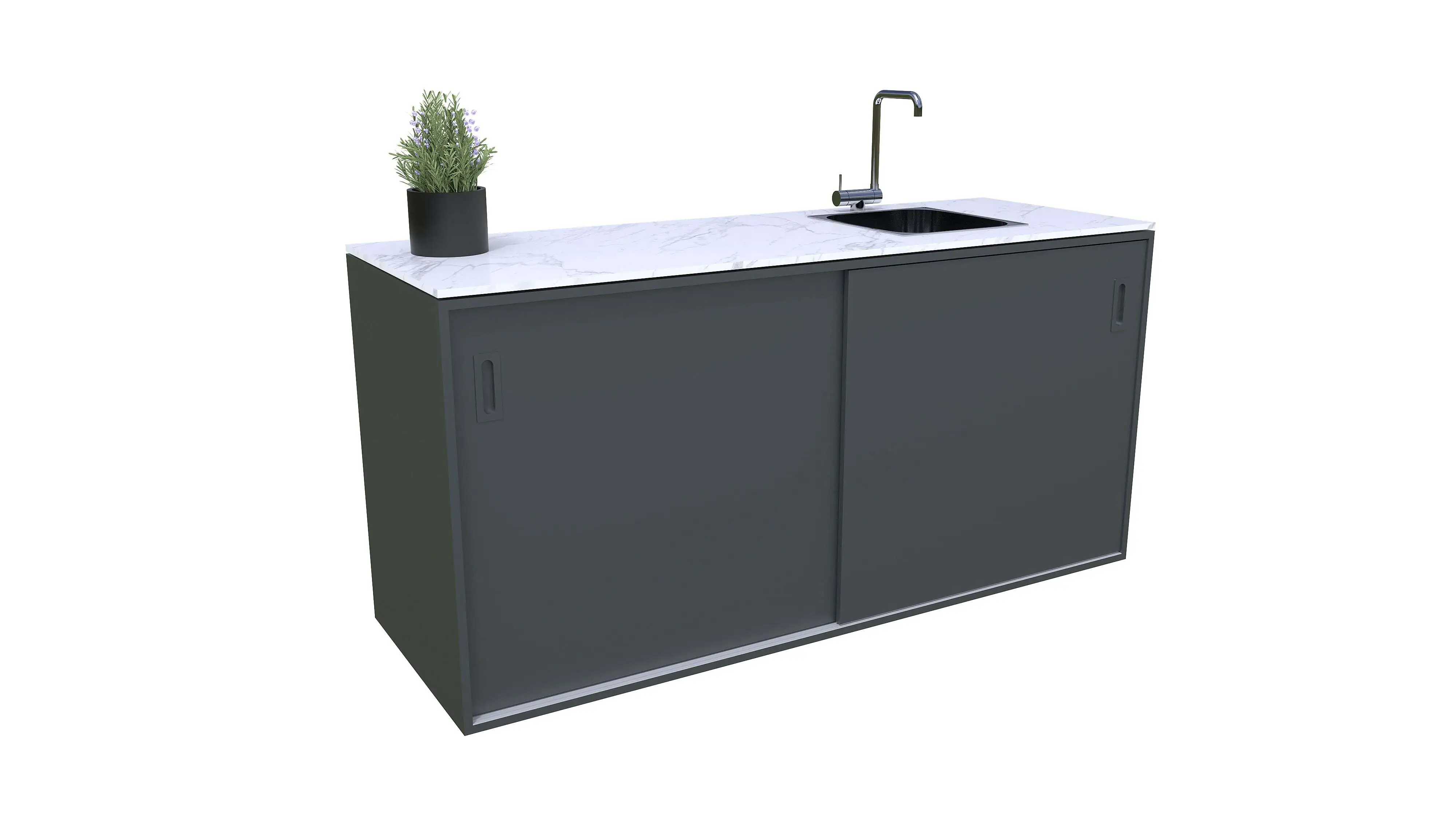 Bellano Living Element für Outdoorküchen inkl. Spüle rechts und 2 Türen anthrazit