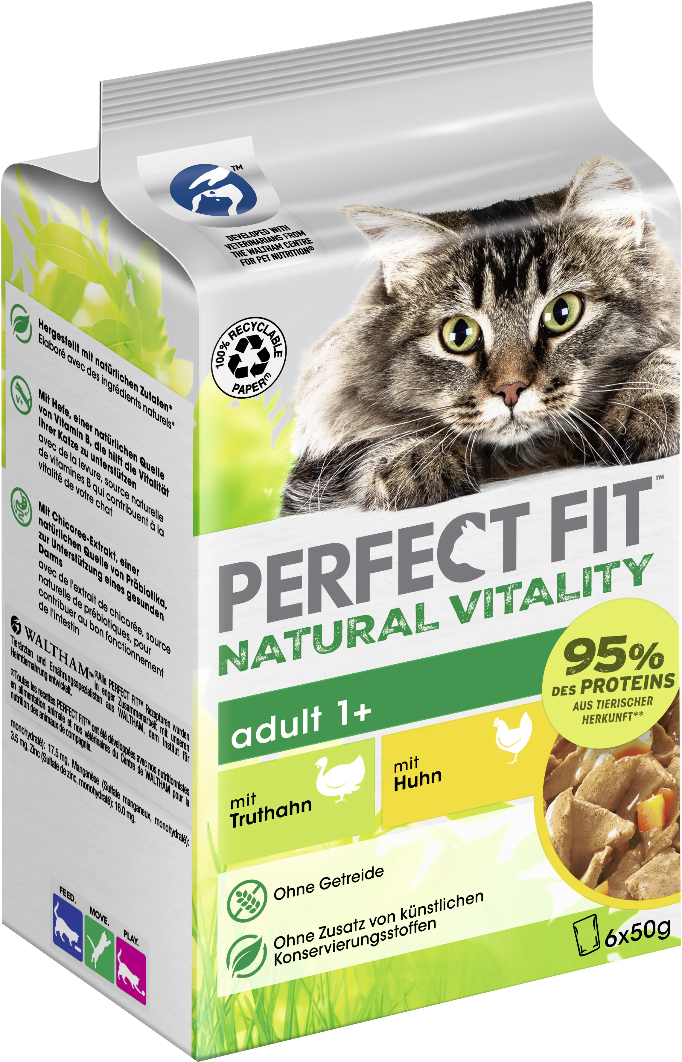 Perfect Fit Natural Vitality 1+ Truthahn & Huhn Katzenfutter 6 x 50g Perfect Fit Natural Vitality 1+ Truthahn & Huhn Katzenfutter 6 x 50g
