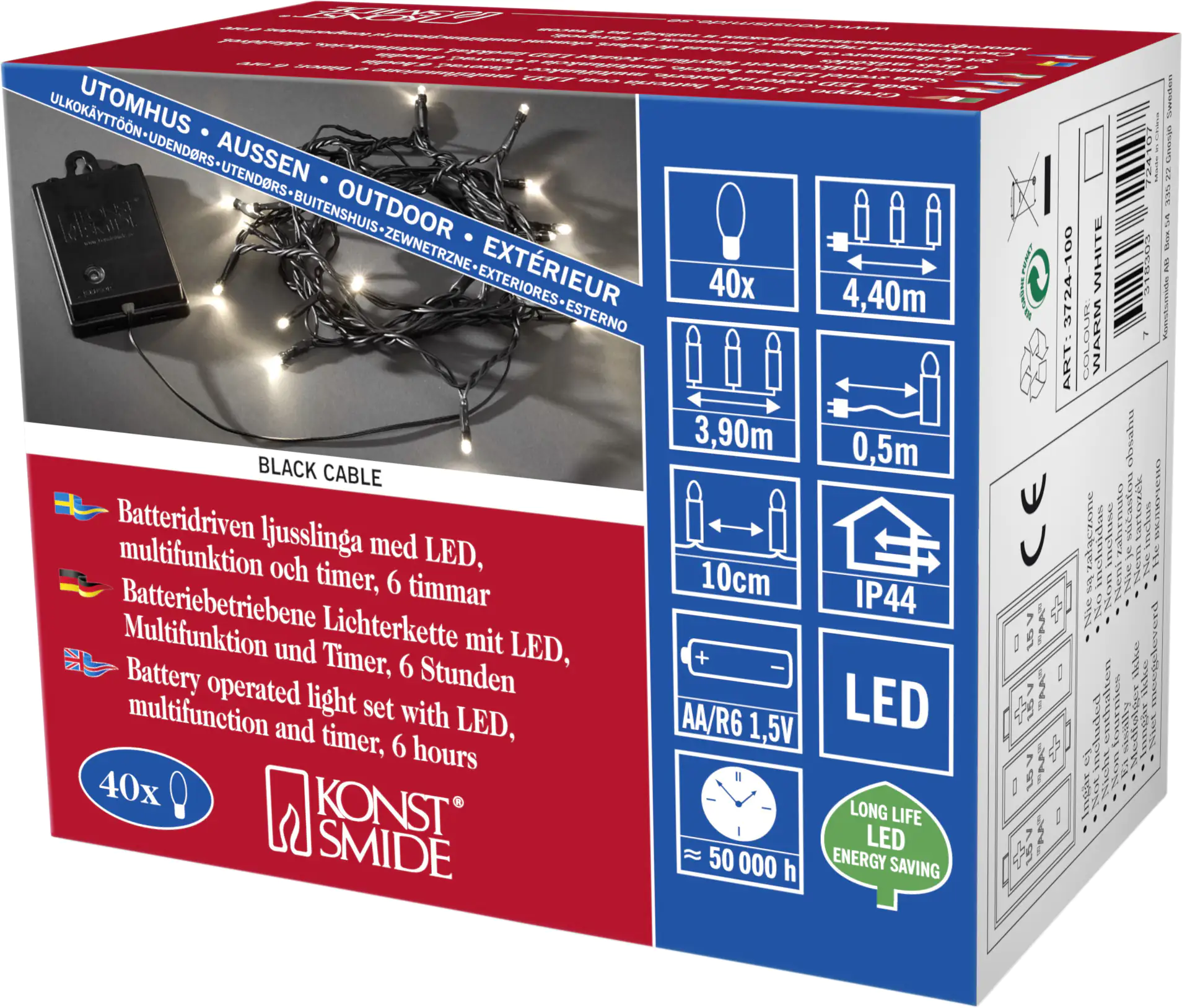 Konstsmide LED Lichterkette 40 LED 40 LED, warmweiß Konstsmide LED Lichterkette 40 LED 40 LED, warmweiß