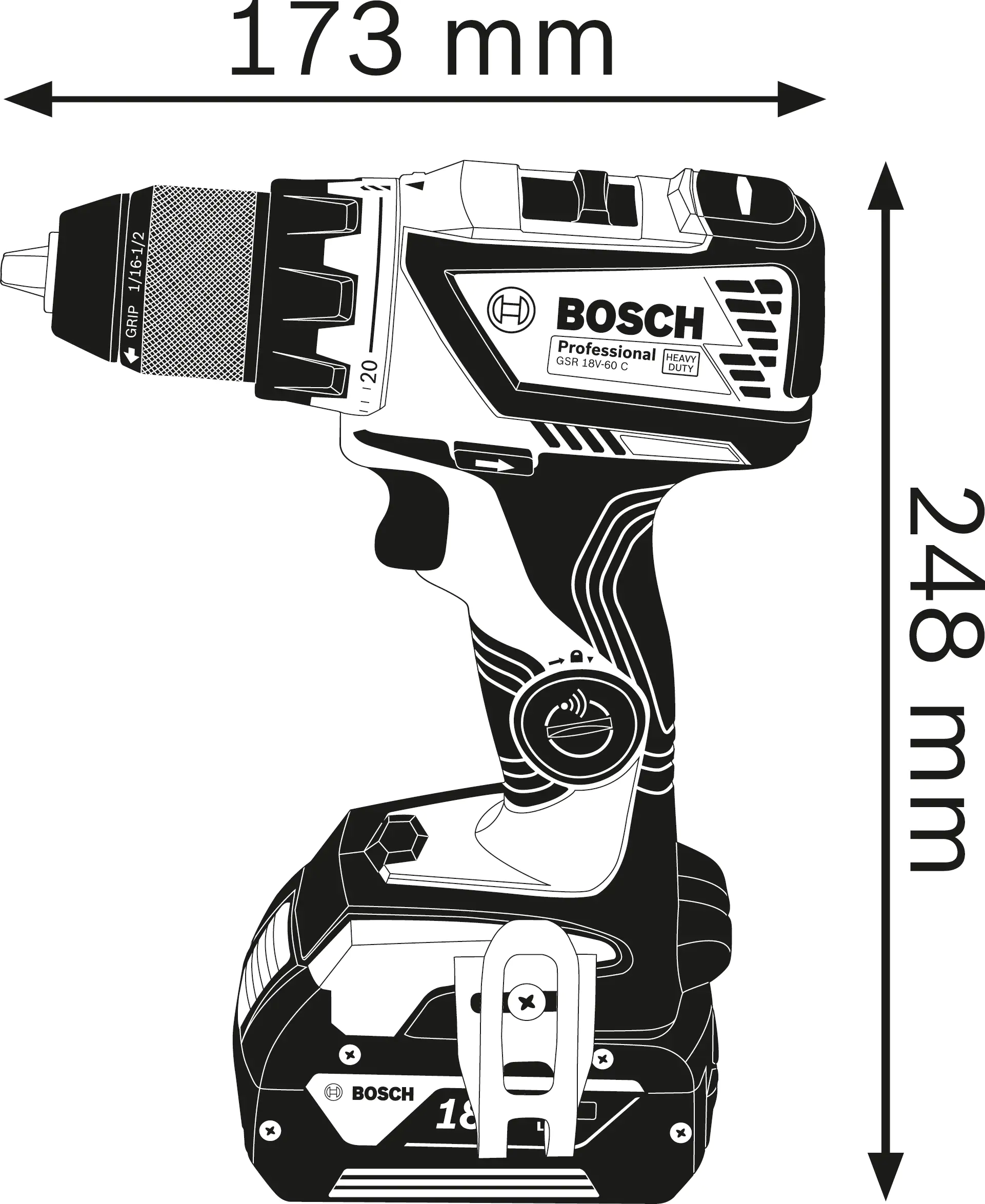 Bosch Professional Akku-Bohrschrauber GSR 18V-60 C 4 Ah Solo