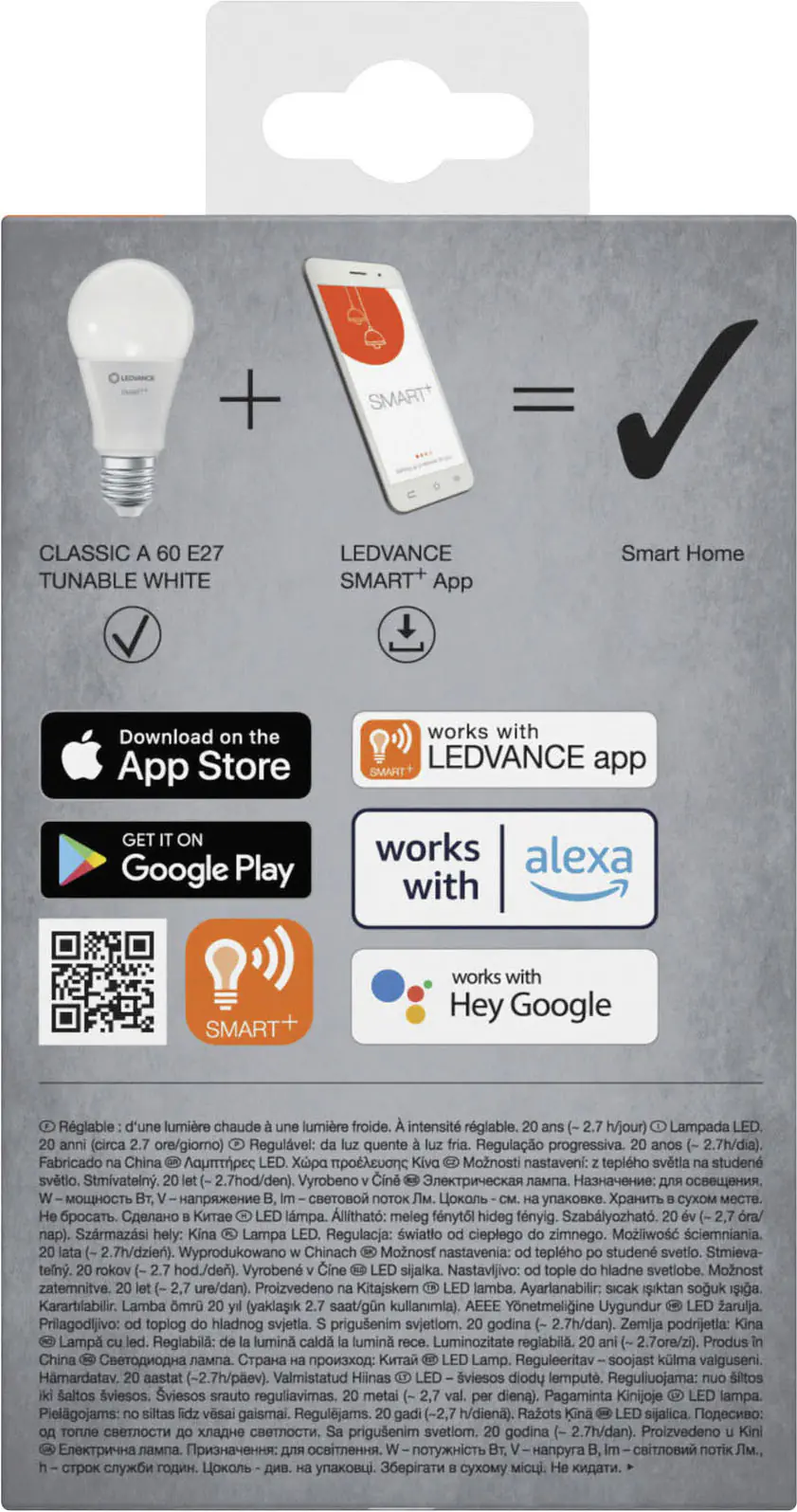 Ledvance LED Leuchtmittel Smart+ Classic A60 11,2 x 6 cm einstellbares weiß E27 