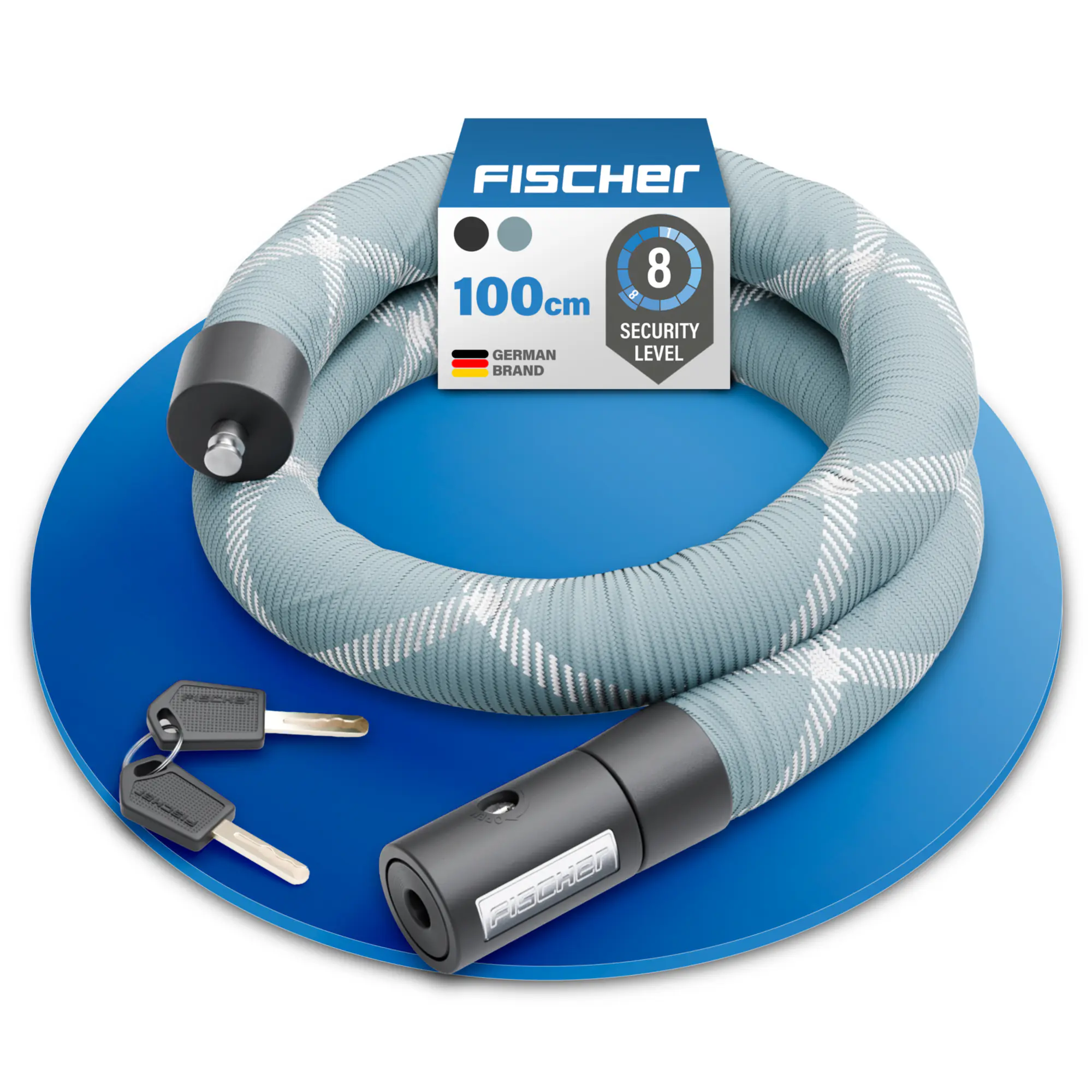 Fischer Kettenschloss Fahrrad Silence Ck100/32 100 cm x Ø 6 mm mint