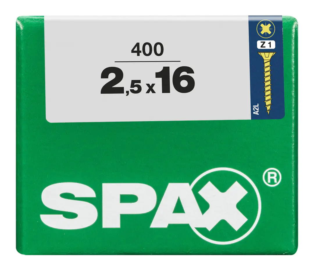 Spax Universalschrauben 2.5 x 16 mm PZ 1 - 400 Stk. Spax Universalschrauben 2.5 x 16 mm PZ 1 - 400 Stk.