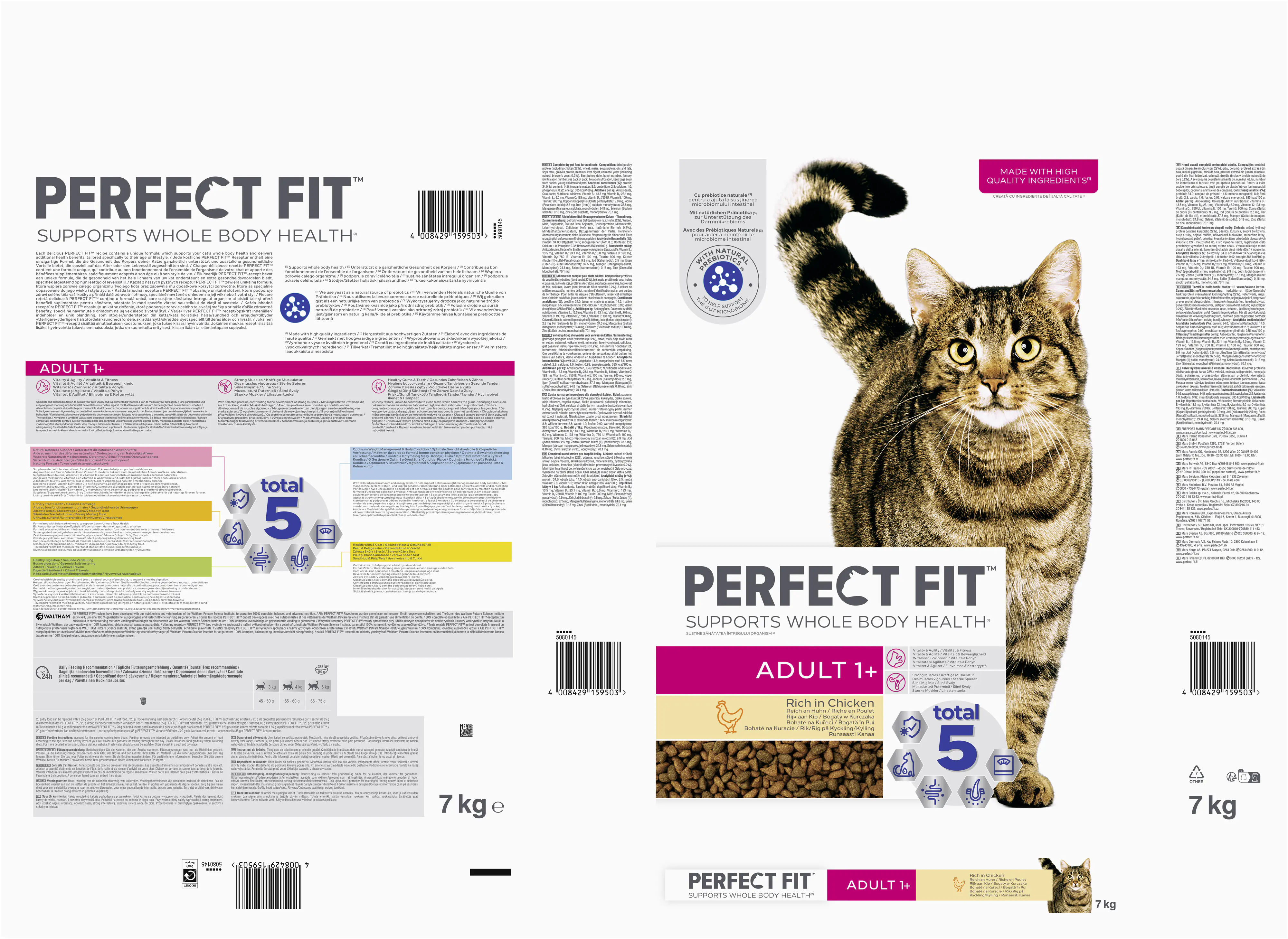 Peferct fit Katzentrockenfutter Adult 7 kg Huhn