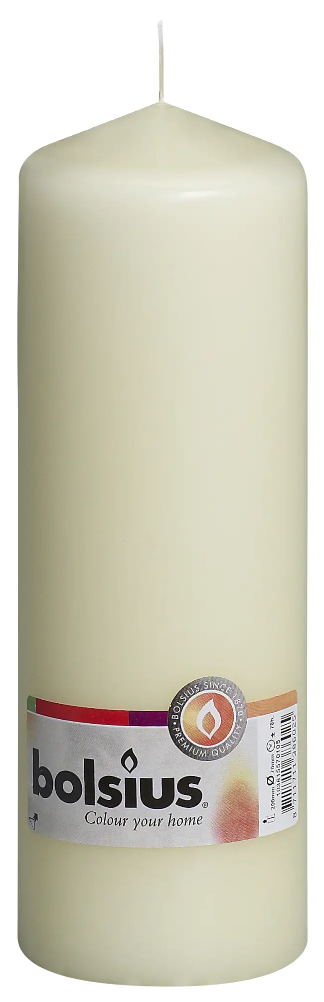 8711711386025 Bolsius Stumpenkerze elfenbein, Höhe 20 cm, Ø 6,8 cm