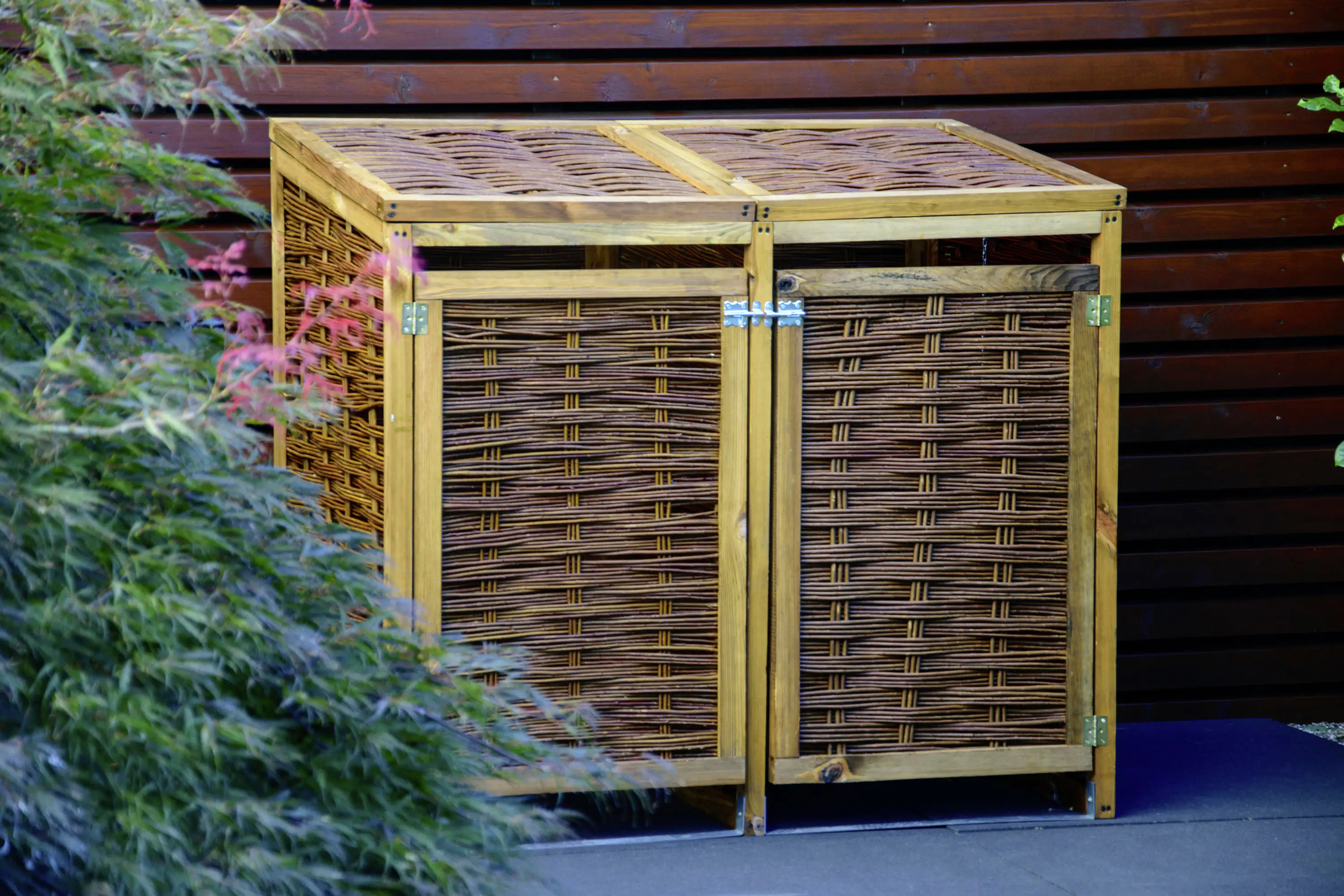 Dobar Mülltonnenbox Weide ungeschält 125 x 80 x 115cm