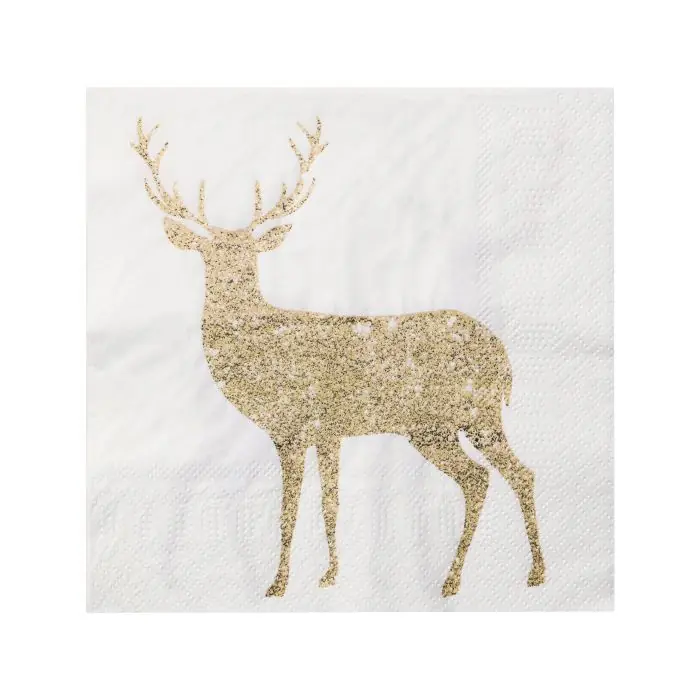 Eglo Servietten Hirsch Pasig weiß/gold 16,5 x 16,5 cm - 20er Pack