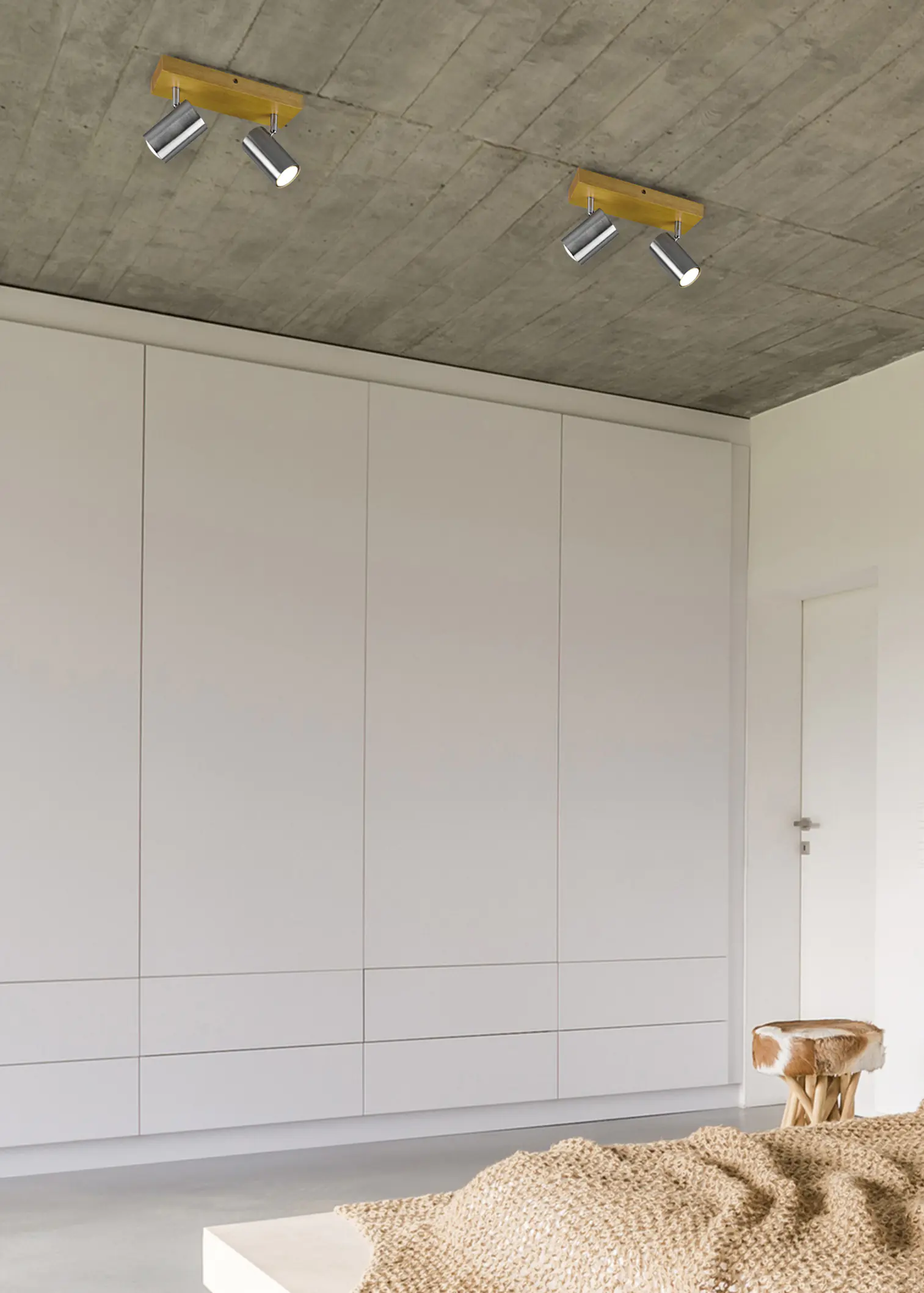 Trio Leuchten 2er Spot Marley GU10, nickel matt, holzfarbig